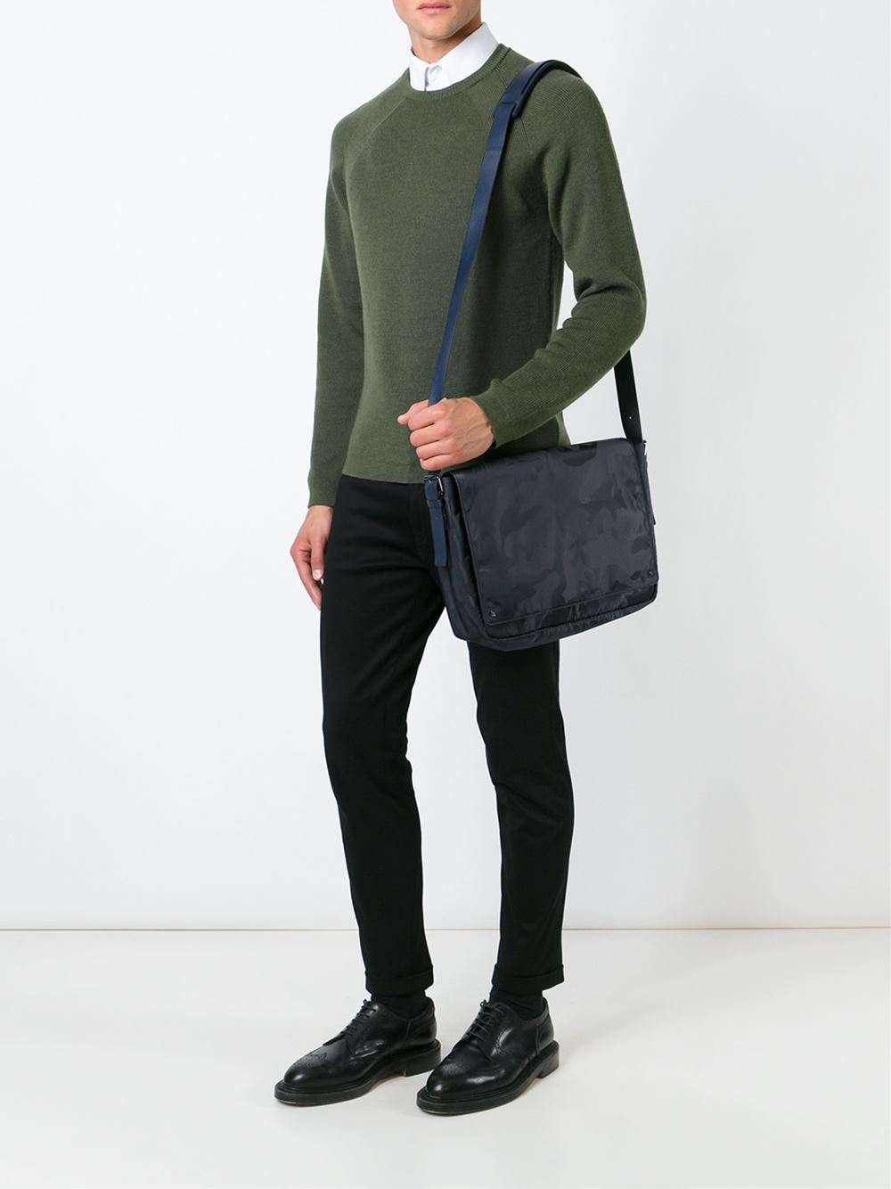 Valentino 'rockstud' Camouflage Messenger Bag in Blue for Men | Lyst