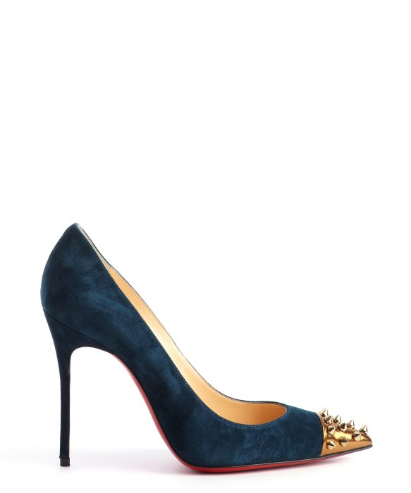 Christian louboutin Pacific Blue Suede Geo Pump 100 Spike Detail ...  