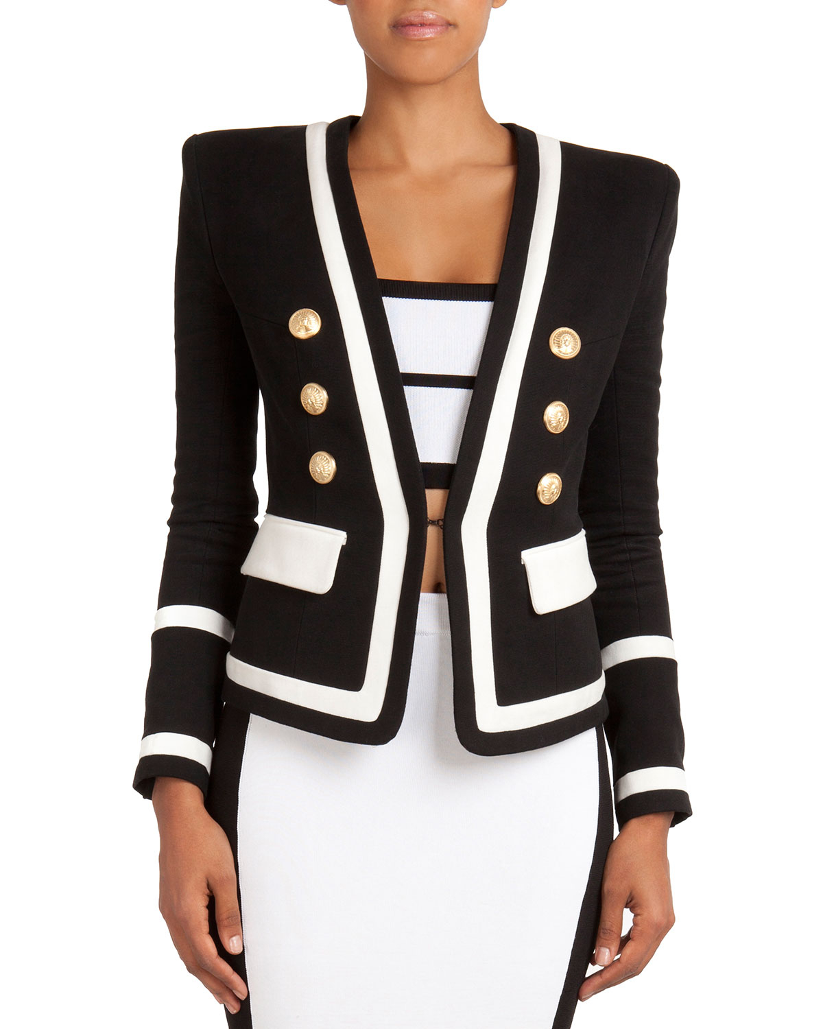 Balmain NauticalInspired Jacket With Golden Buttons in Black Lyst