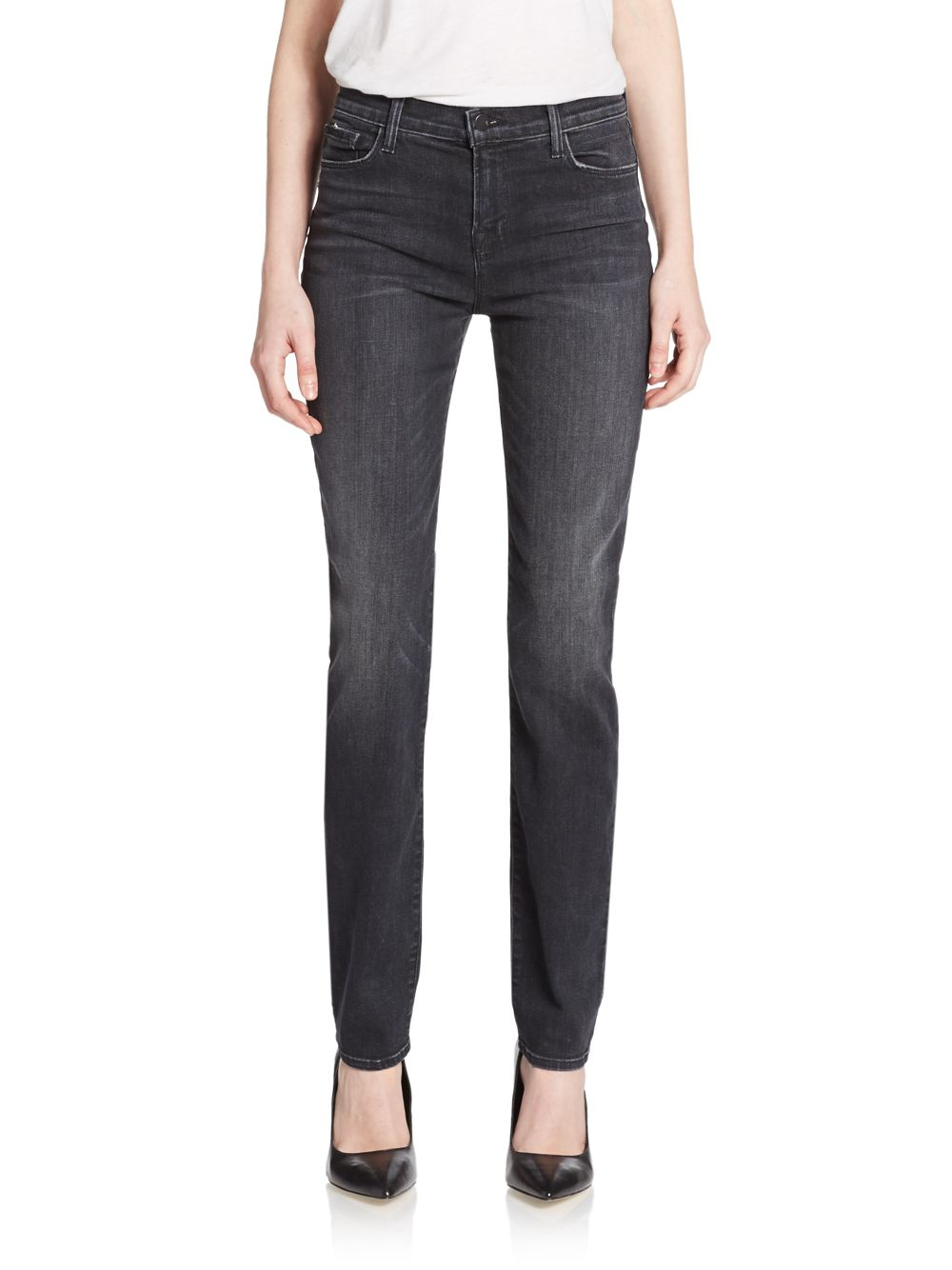 high rise straight jeans