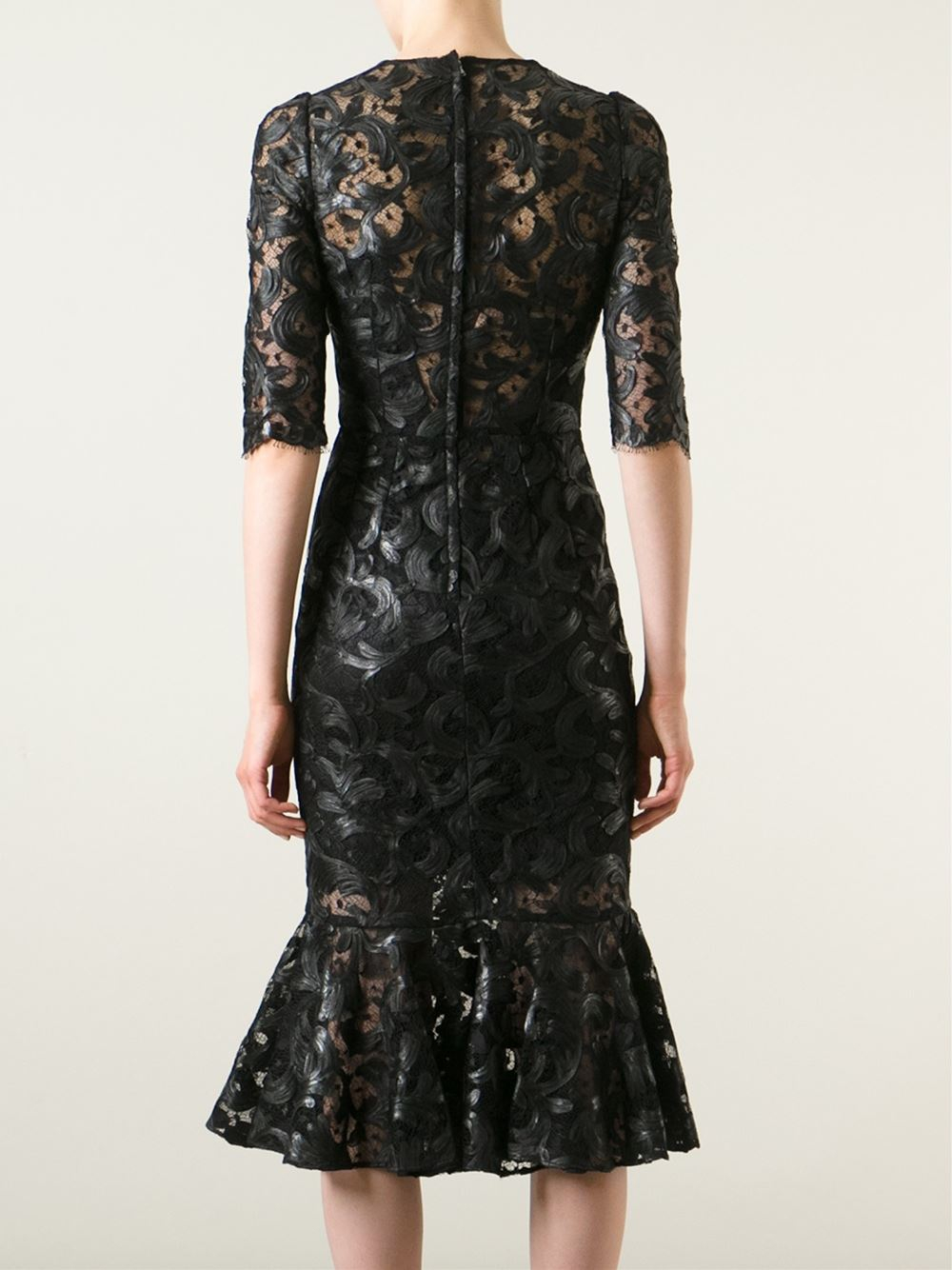 Lyst Dolce And Gabbana Brocade Lace Dress In Black 8904