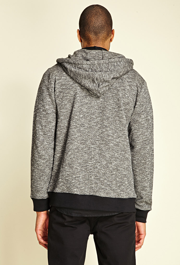 Lyst - Forever 21 Marled Knit Zippered Hoodie in Black for Men