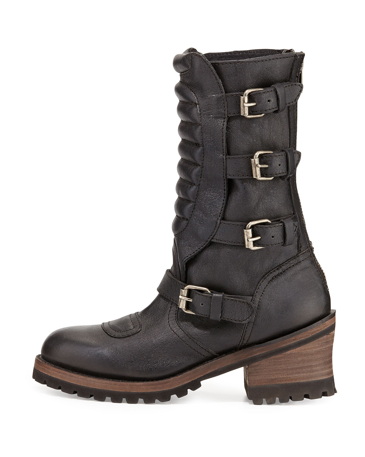 moto boots with buckles