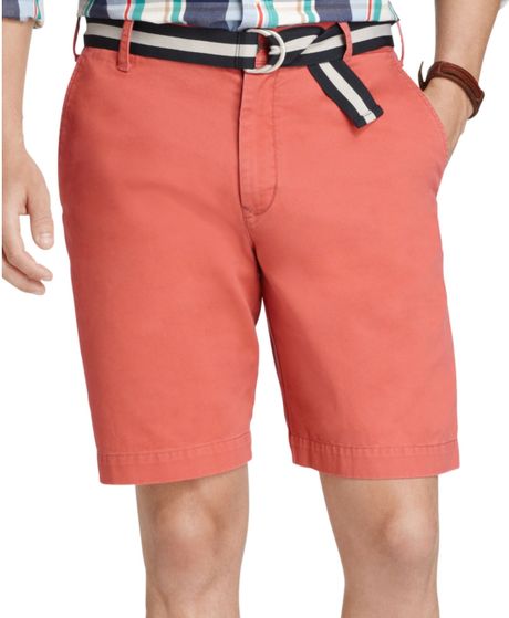 Izod Lightweight Solid Flat Front Shorts in Red for Men (Nantucket Red ...