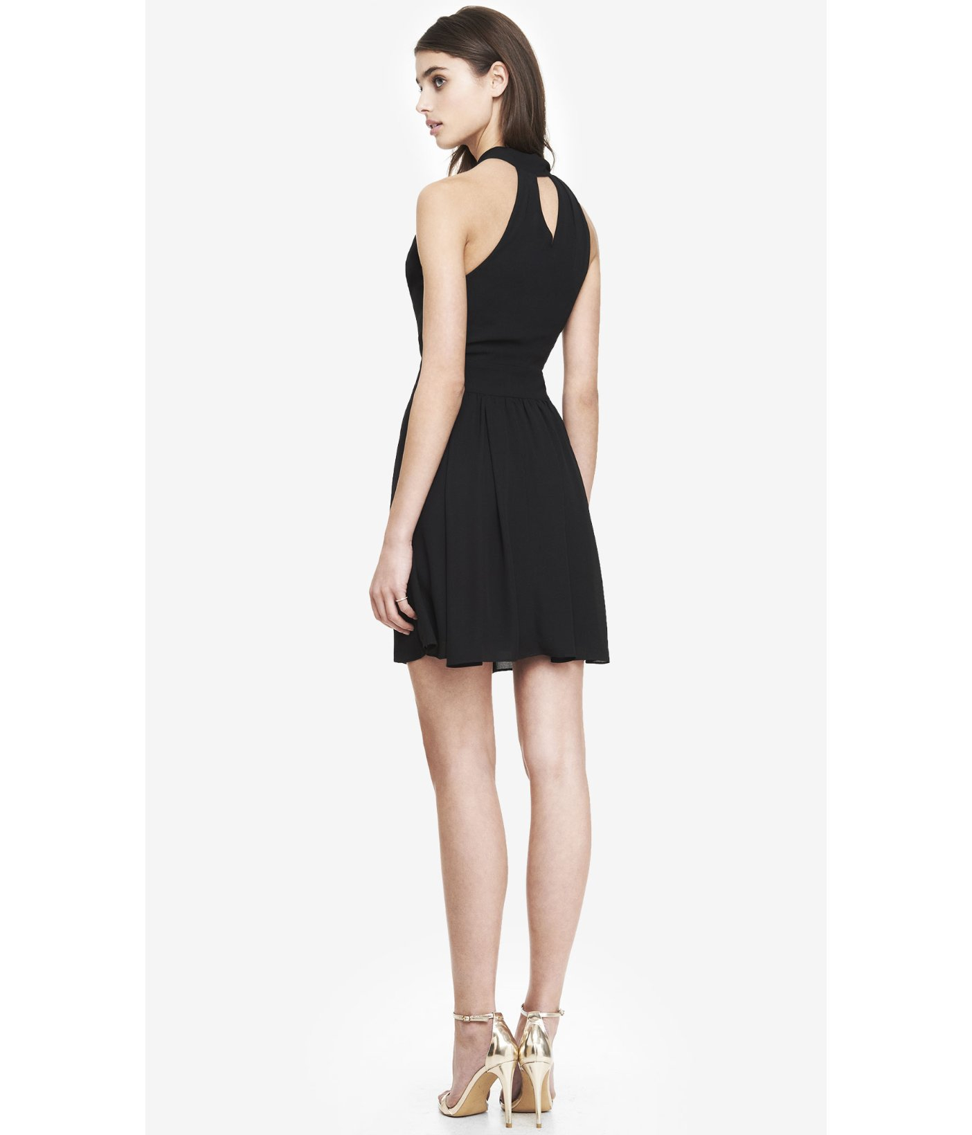 Express Tie Neck Halter Dress in Black (PITCH BLACK) Lyst