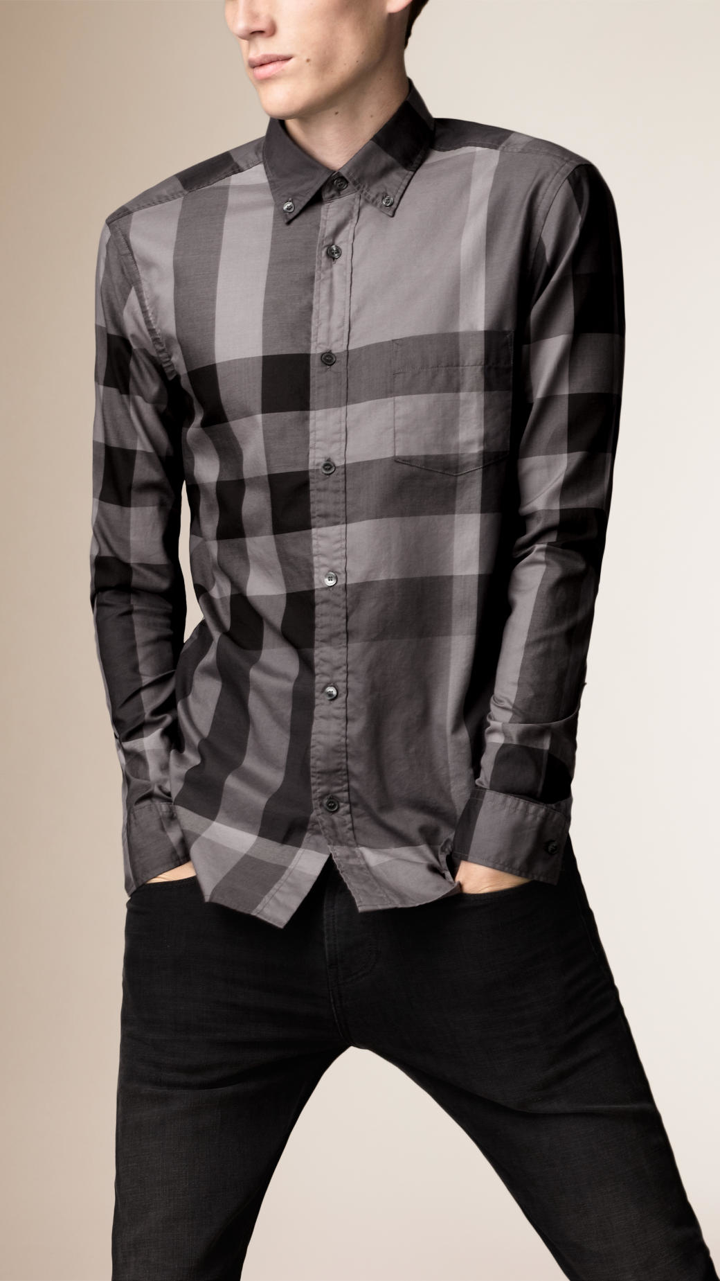 Burberry Giant Exploded Check Cotton Shirt in Black for Men | Lyst