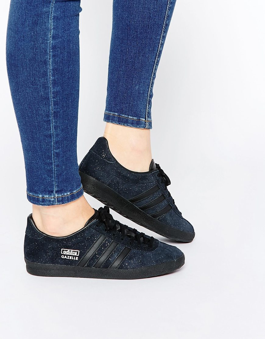 Lyst - Adidas Originals Originals Glitter Suede Black Gazelle Og ...