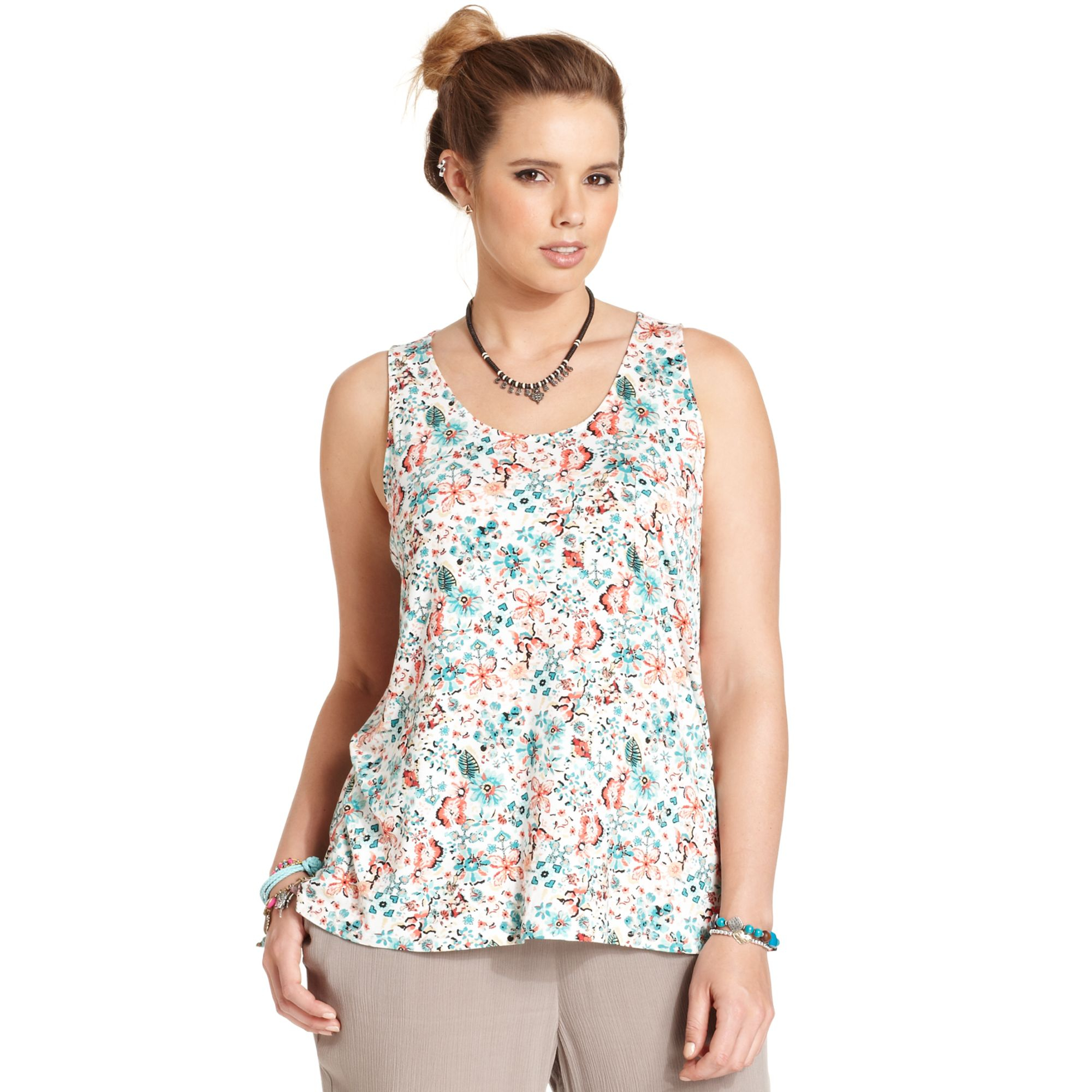 American rag Plus Size Floralprint Sleeveless Top | Lyst