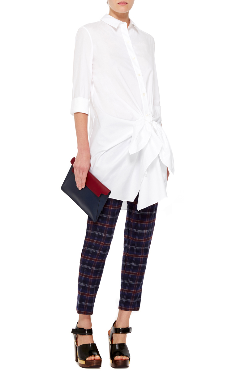 Thakoon addition White  Cotton Side Tie  Shirt  Dress  in 