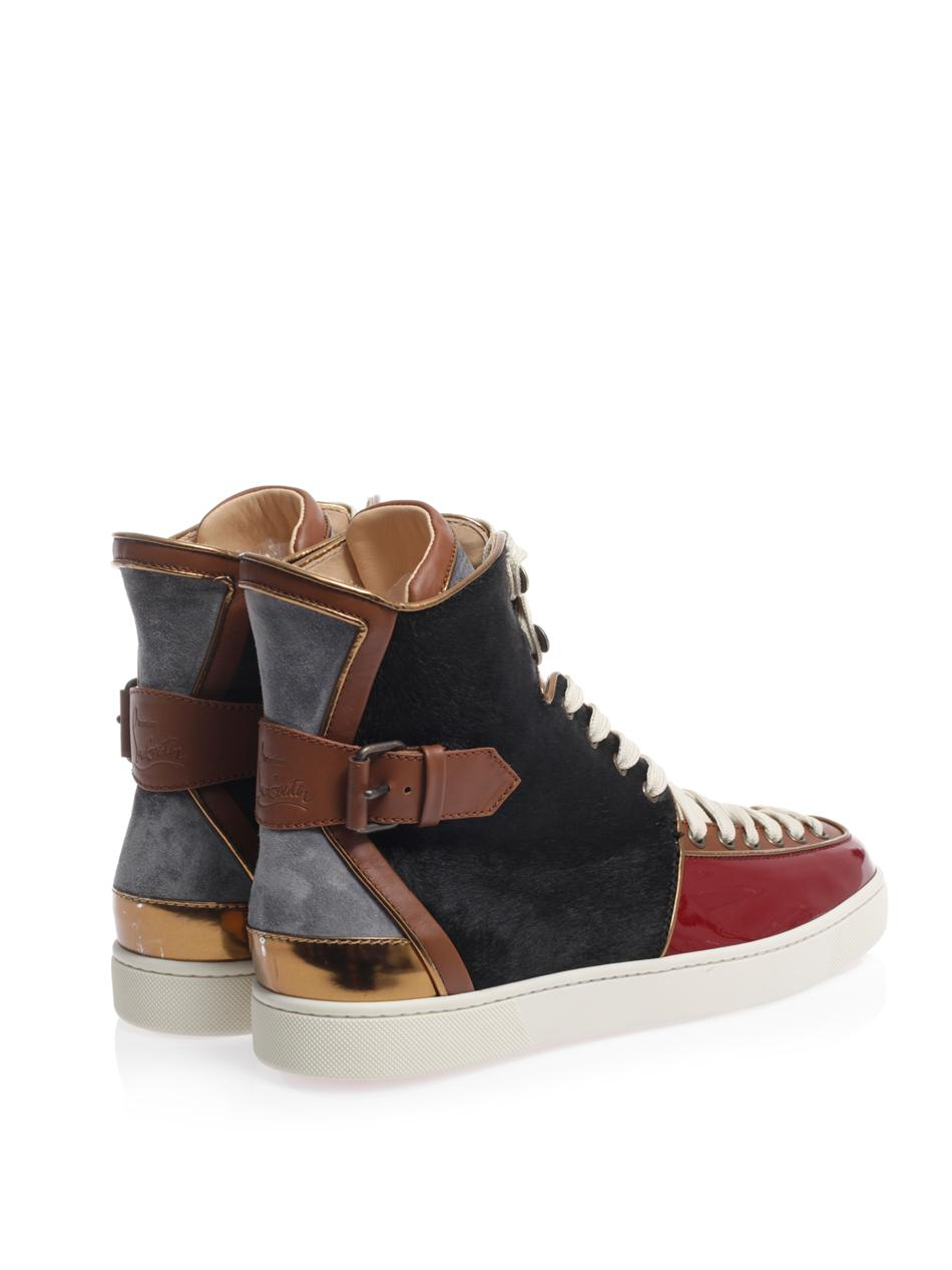 christian louboutin Alfie high-top sneakers brown and tan leopard ...