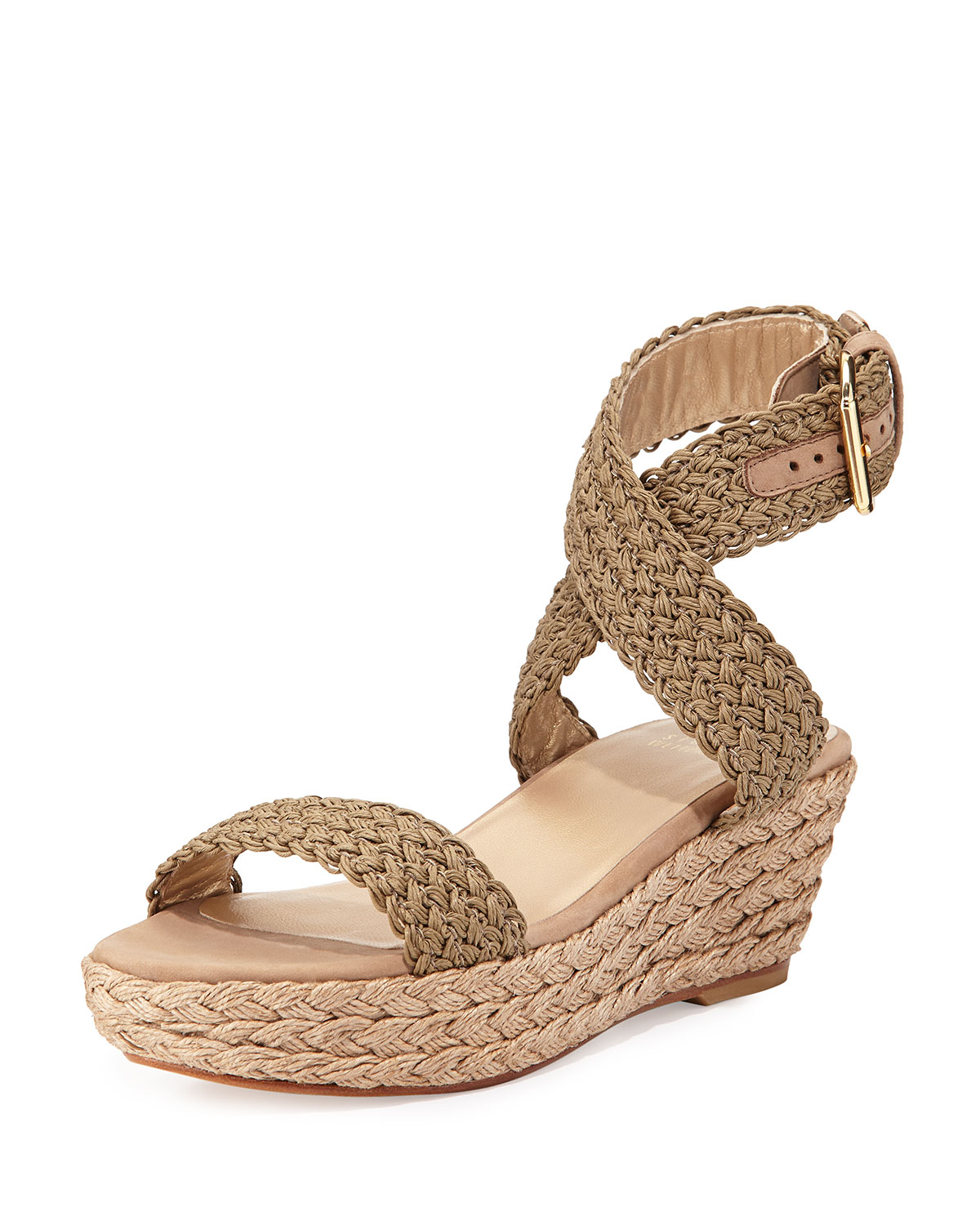 Stuart weitzman Alexlo Crochet Wedge Sandal in Natural Lyst