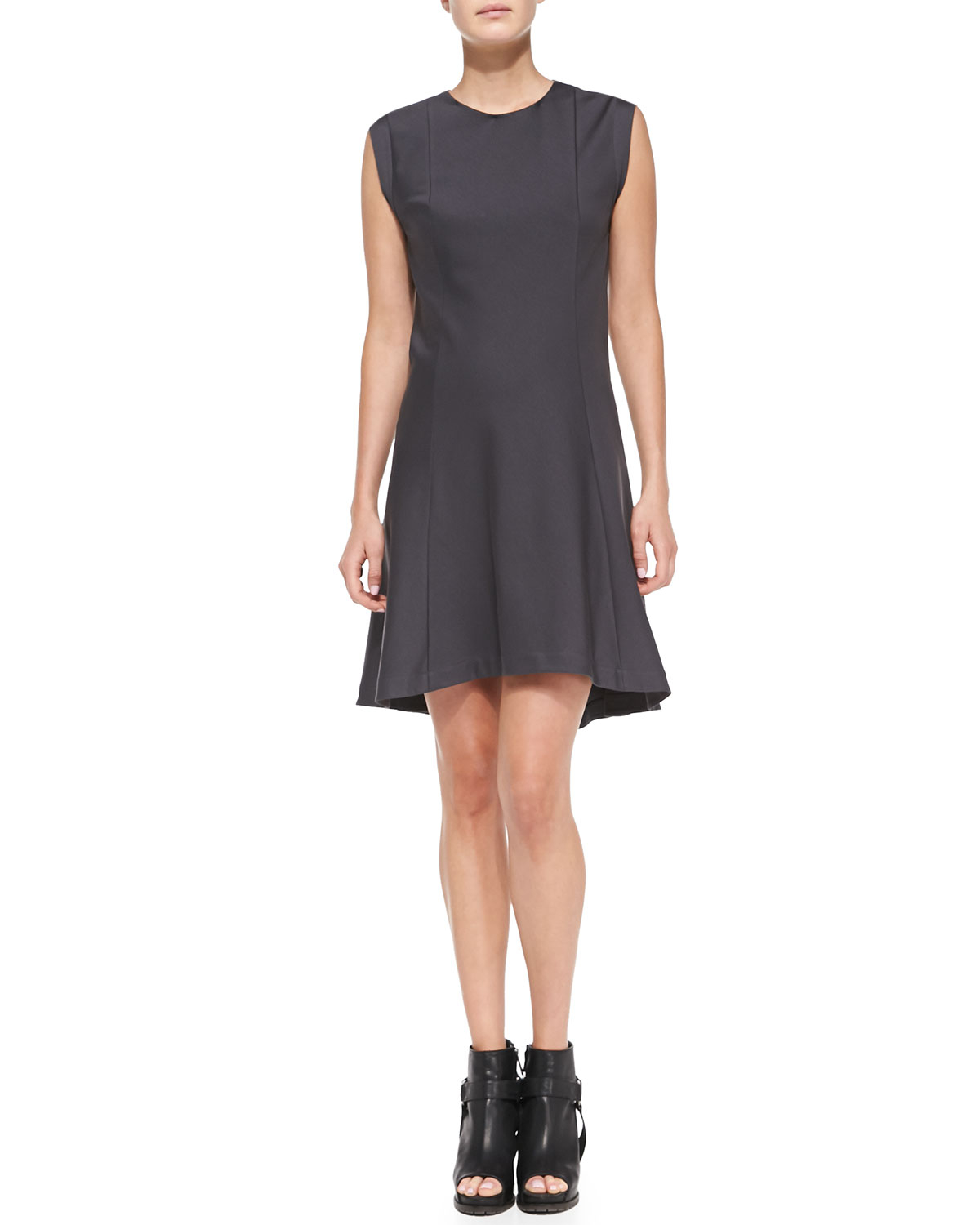 Lyst - Brunello cucinelli Asymmetric-underlay Knit Dress in Gray