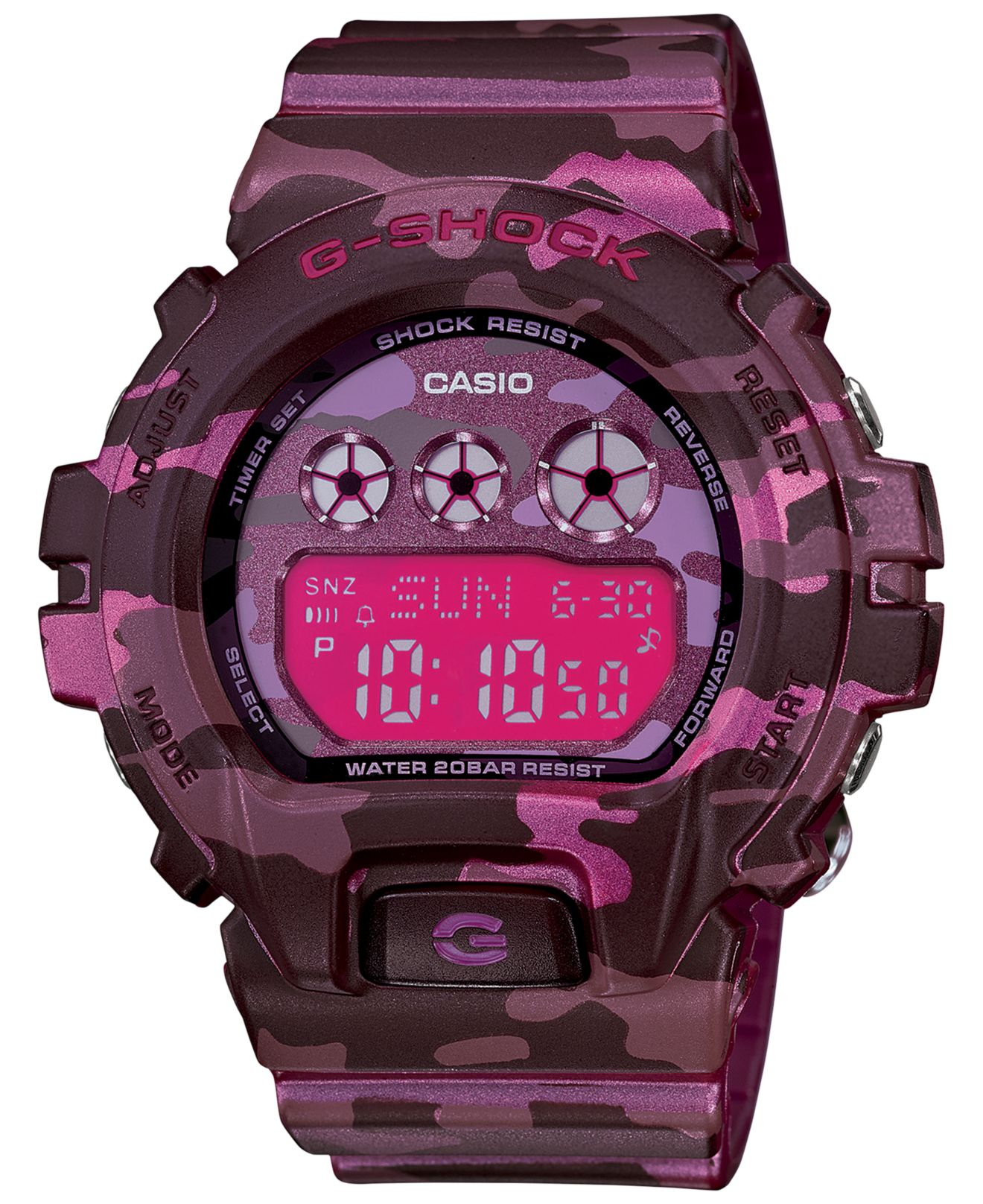 Lyst GShock Women's Digital Pink Camouflage Resin Strap Watch