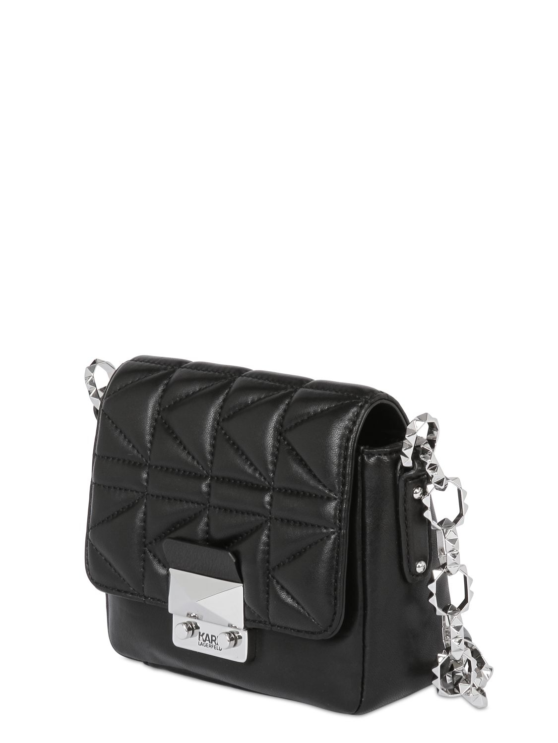Lyst - Karl Lagerfeld Kuilted Nappa Leather Shoulder Bag in Black
