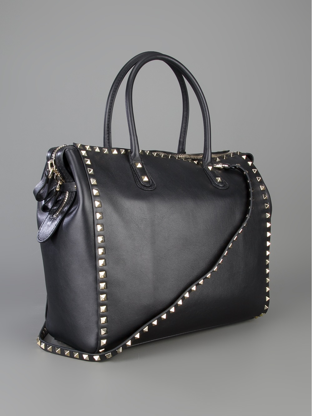 Valentino Studded Tote Bag in Black | Lyst