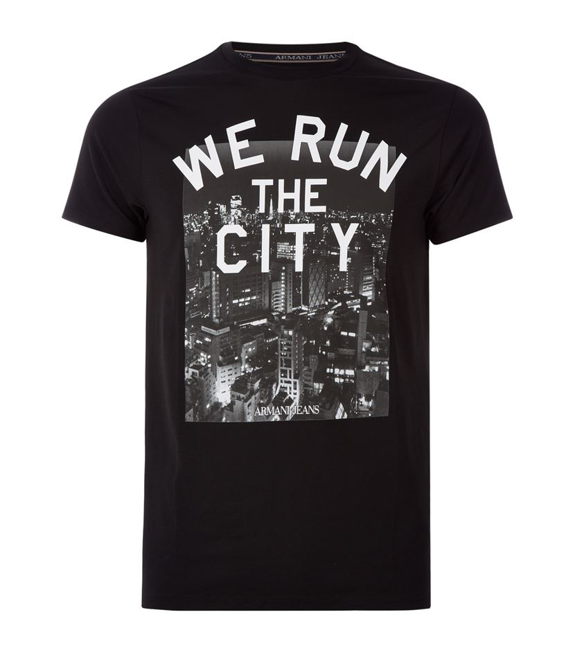 Armani jeans We Run The City T-shirt in Black for Men | Lyst