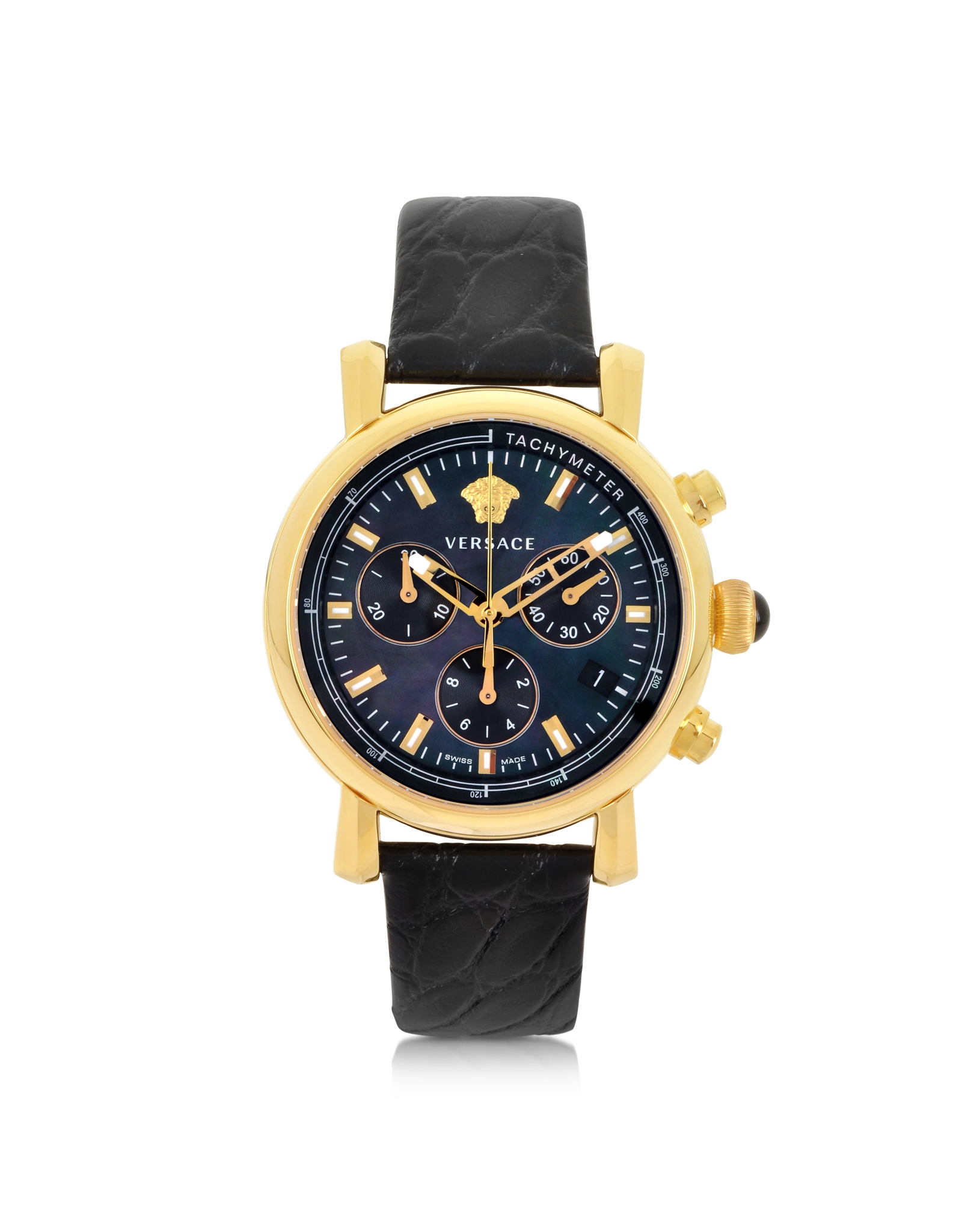 Versace Black And Gold Women'S Chronograph Watch in Black | Lyst