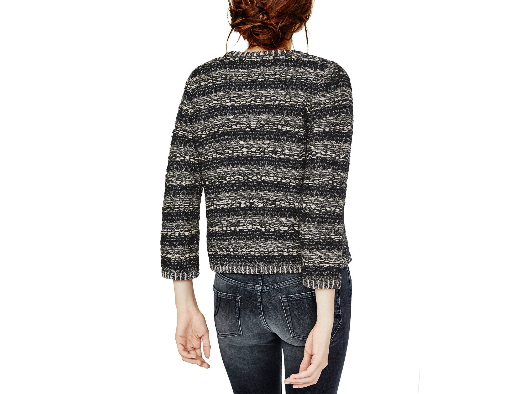 Lyst Maje  Meribel Boucl  Cardigan  in Black