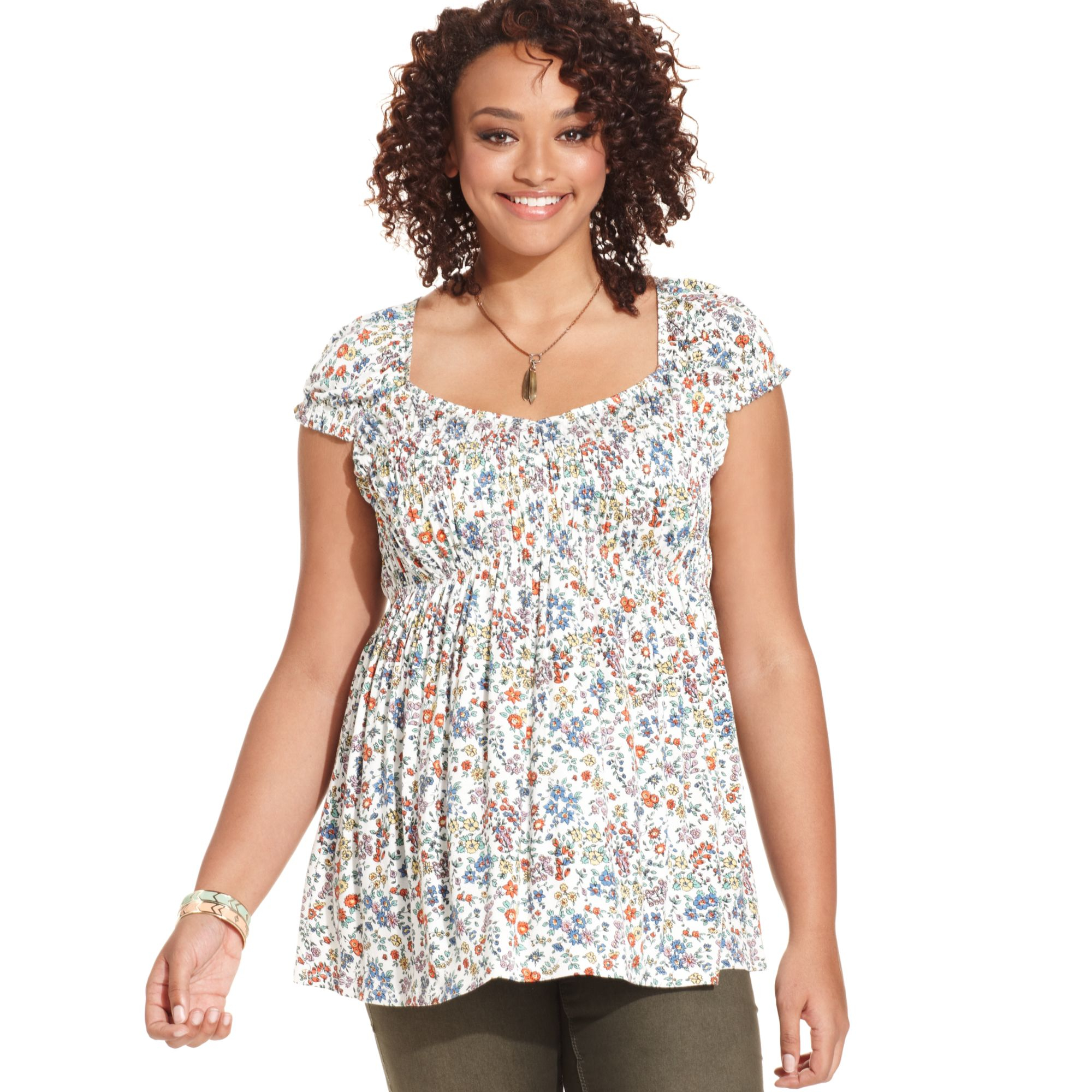 Lyst American Rag Shortsleeve Floralprint Babydoll Top