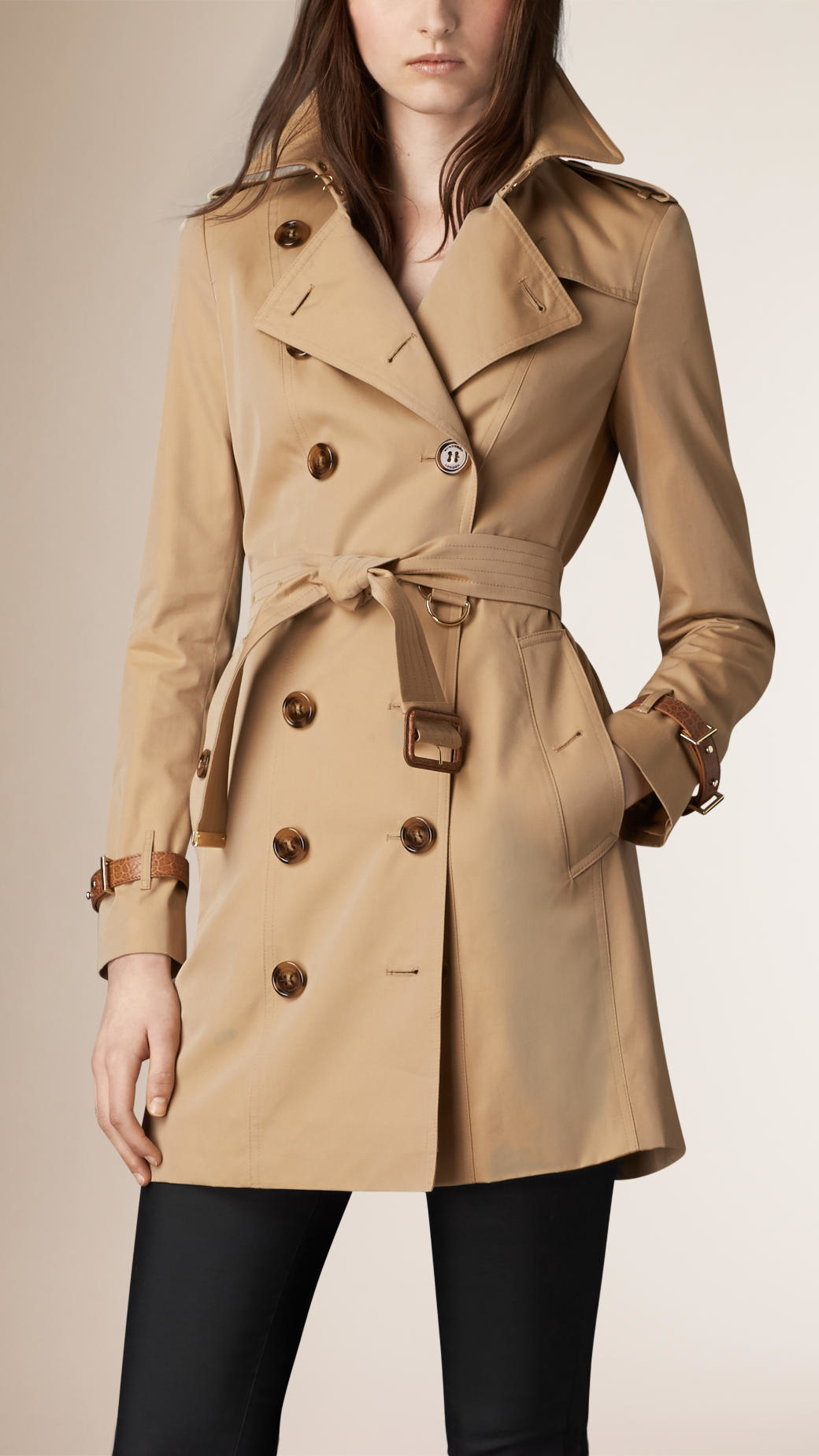 Burberry Long Check Cotton Trench Coat In Metallic Lyst Gallery