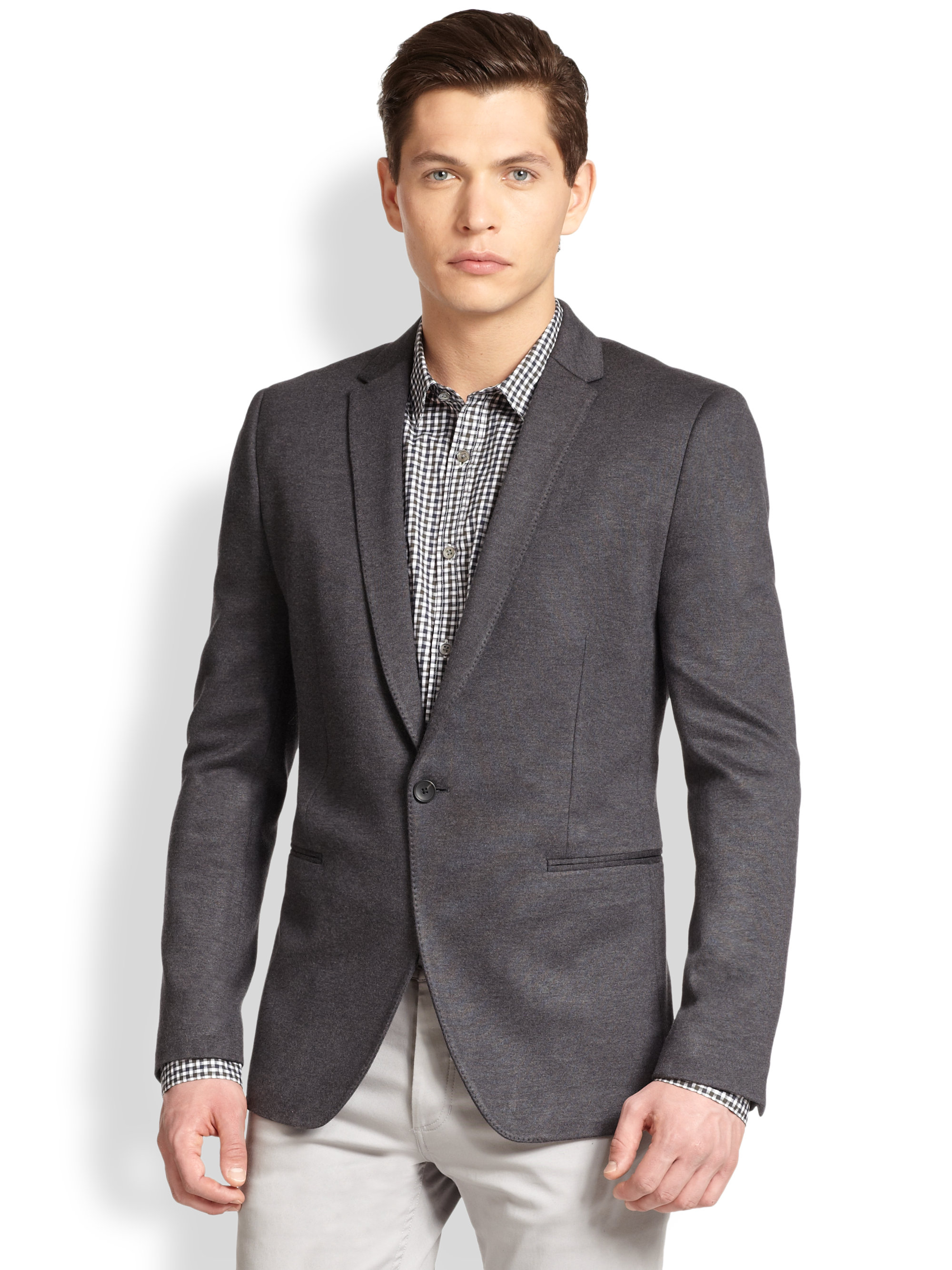 Theory Stirling Knit Blazer in Gray for Men (CHARCOAL) | Lyst