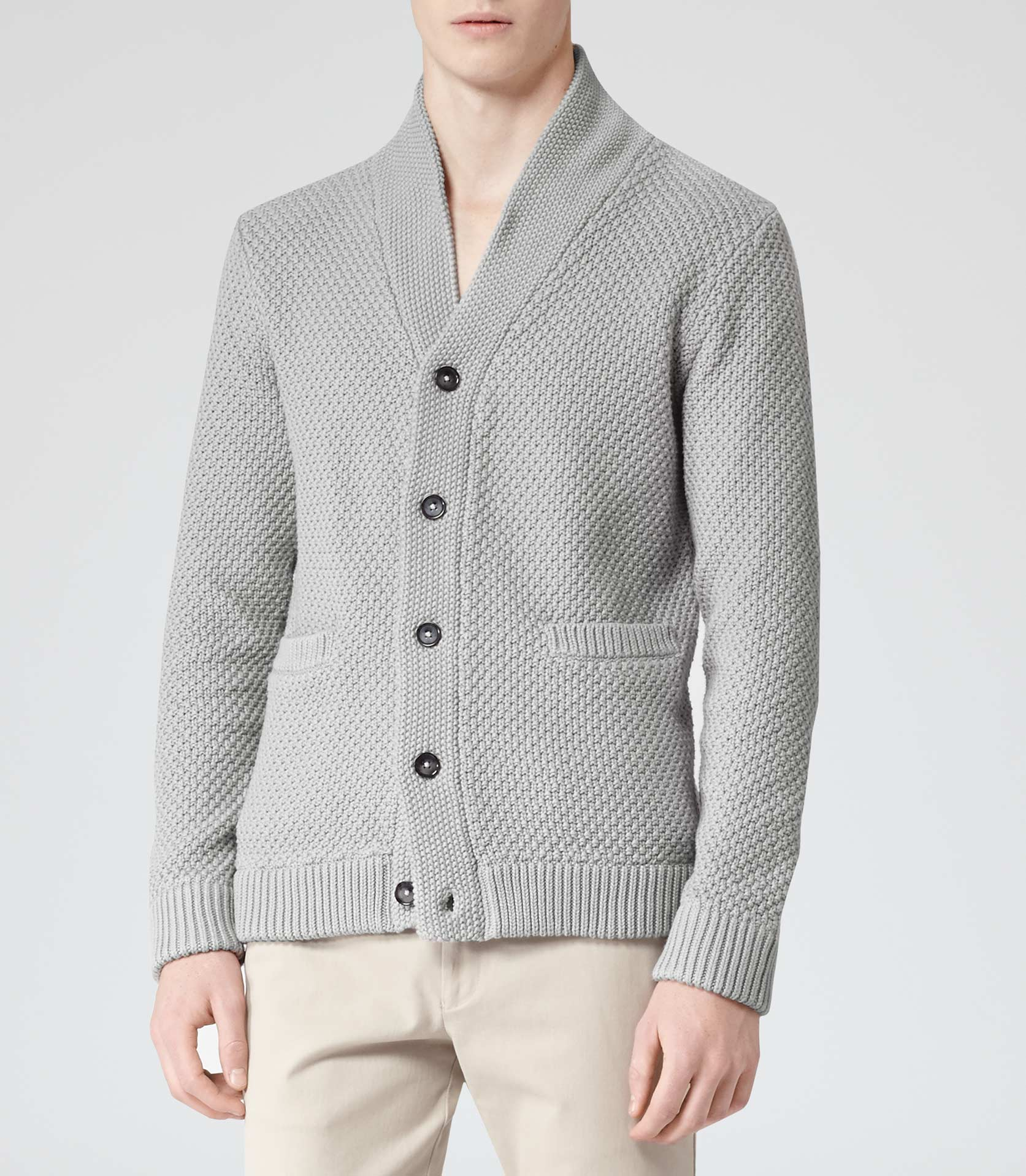 Reiss Molton Button Shawl Collar Cardigan in Gray for Men - Lyst