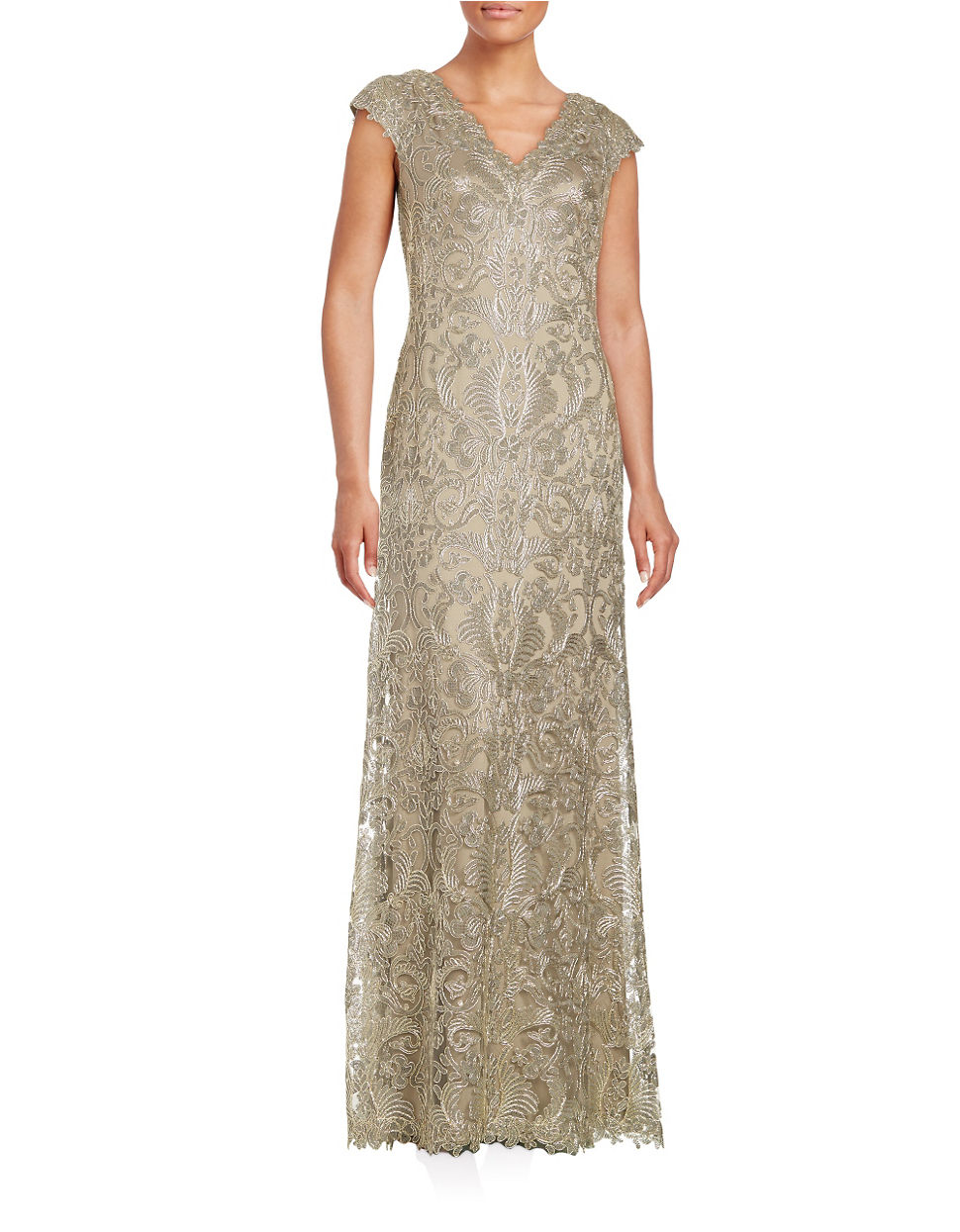 embroidered mesh gown