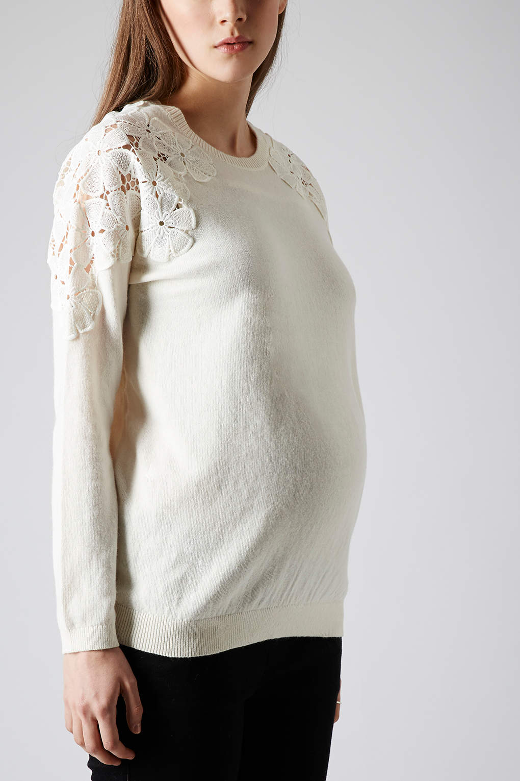 Lyst Maternity Lace Shoulder Jumper in White