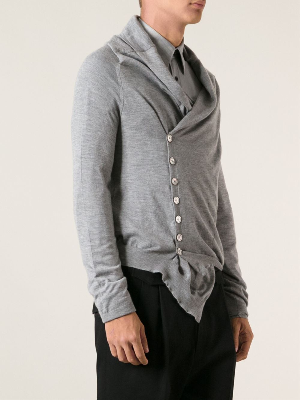 Alexander Mcqueen Asymmetric Cardigan in Gray for Men - Lyst