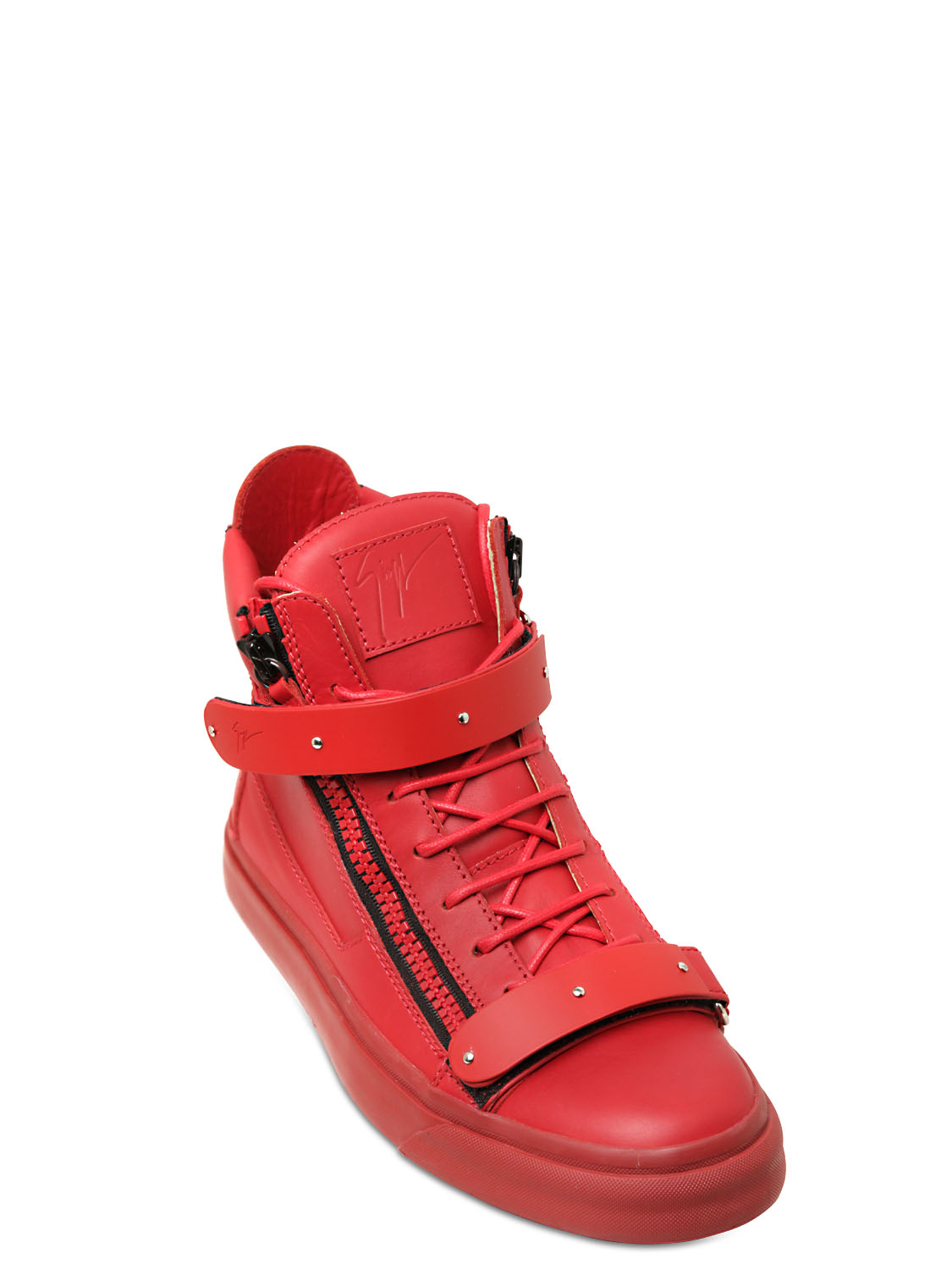 Giuseppe zanotti Bangle Leather High-Top Sneakers in Red for Men - Save ...