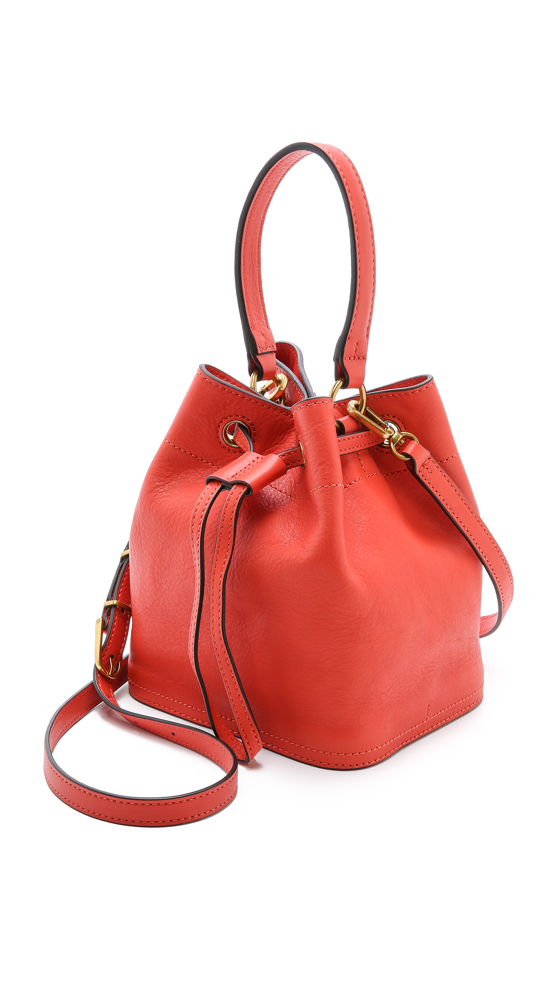tory burch red bucket bag