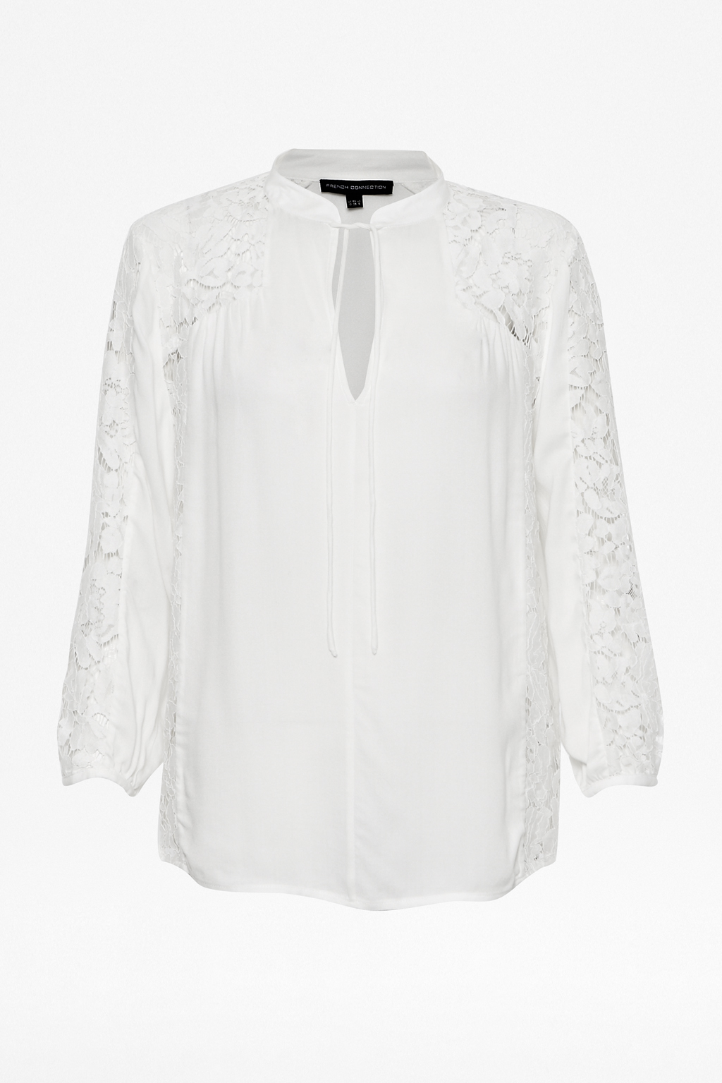 Lyst - French connection Fluid Crepe Lace Panel Shirt in White