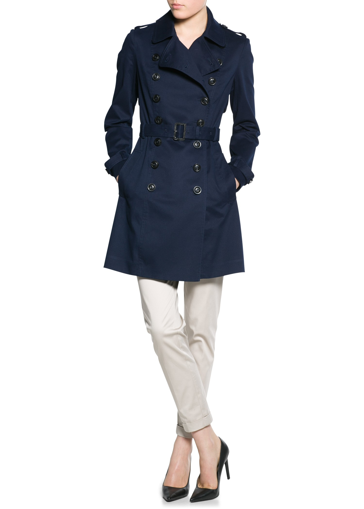 Mango Classic Cotton Trench Coat in Blue (Navy) | Lyst