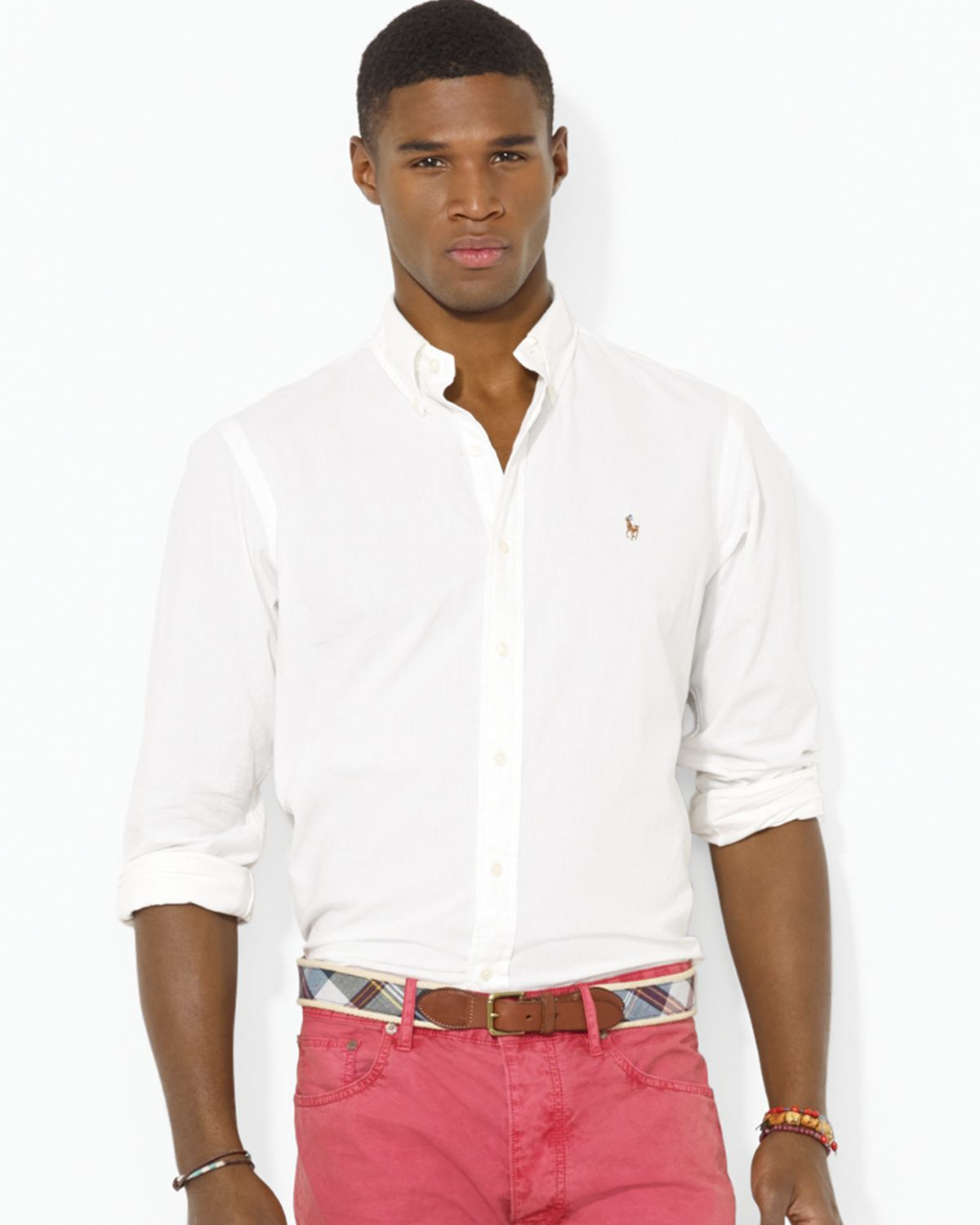 Lyst - Ralph lauren Polo Chambray Sport Shirt Custom Fit in White for Men