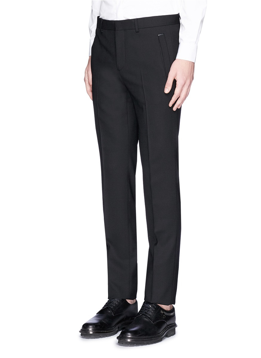 Lyst - Givenchy Metal Plate Wool Hopsack Pants in Black for Men
