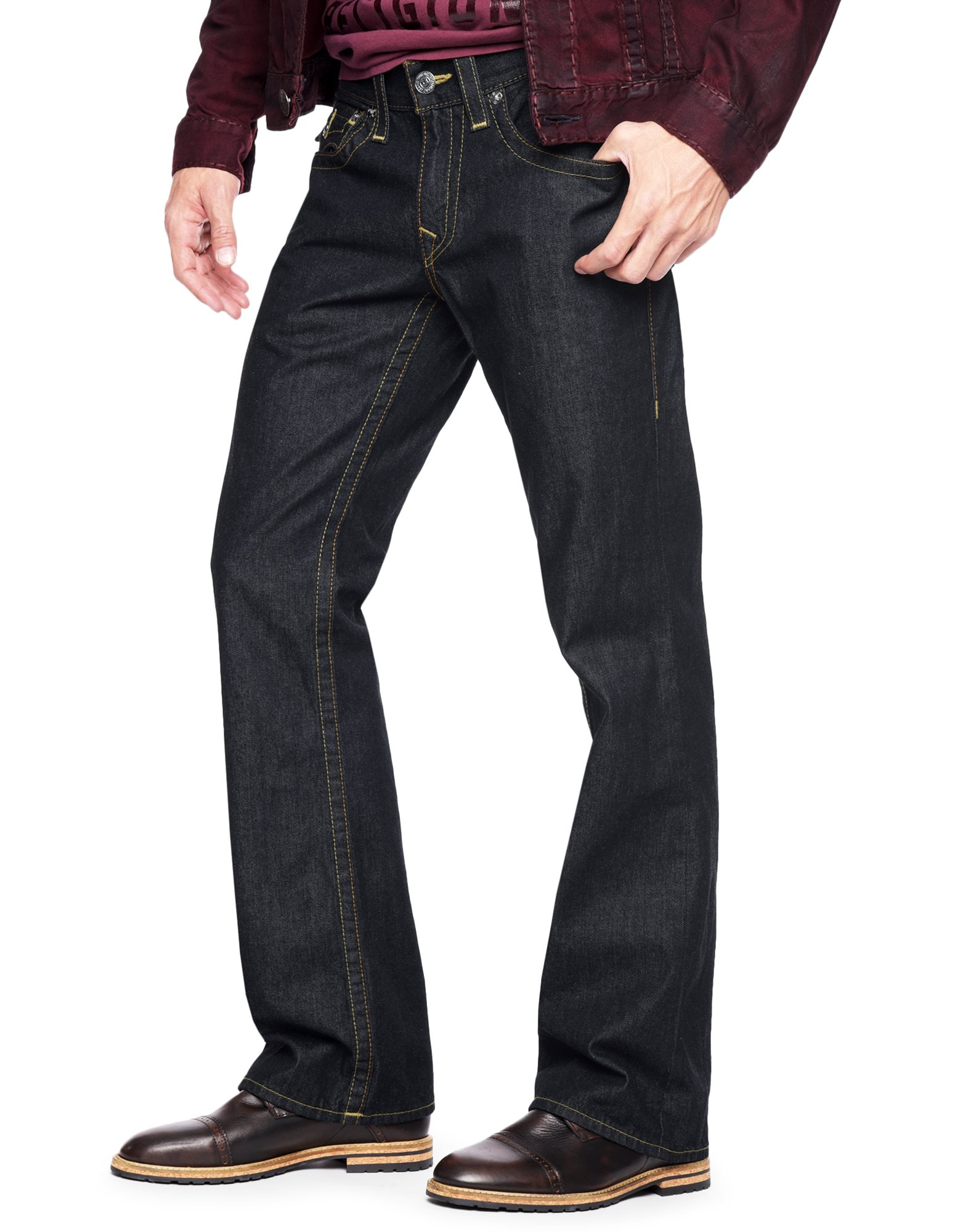 True religion Hand Picked Bootcut Back Flap Pocket Mens Jean in Blue