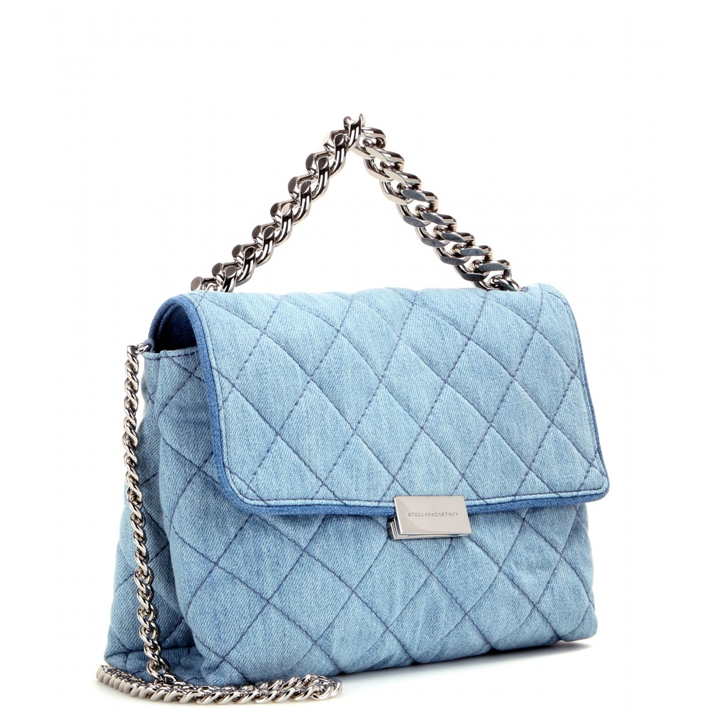 Lyst Stella Mccartney Soft Beckett Quilted Denim Shoulder Bag In Blue