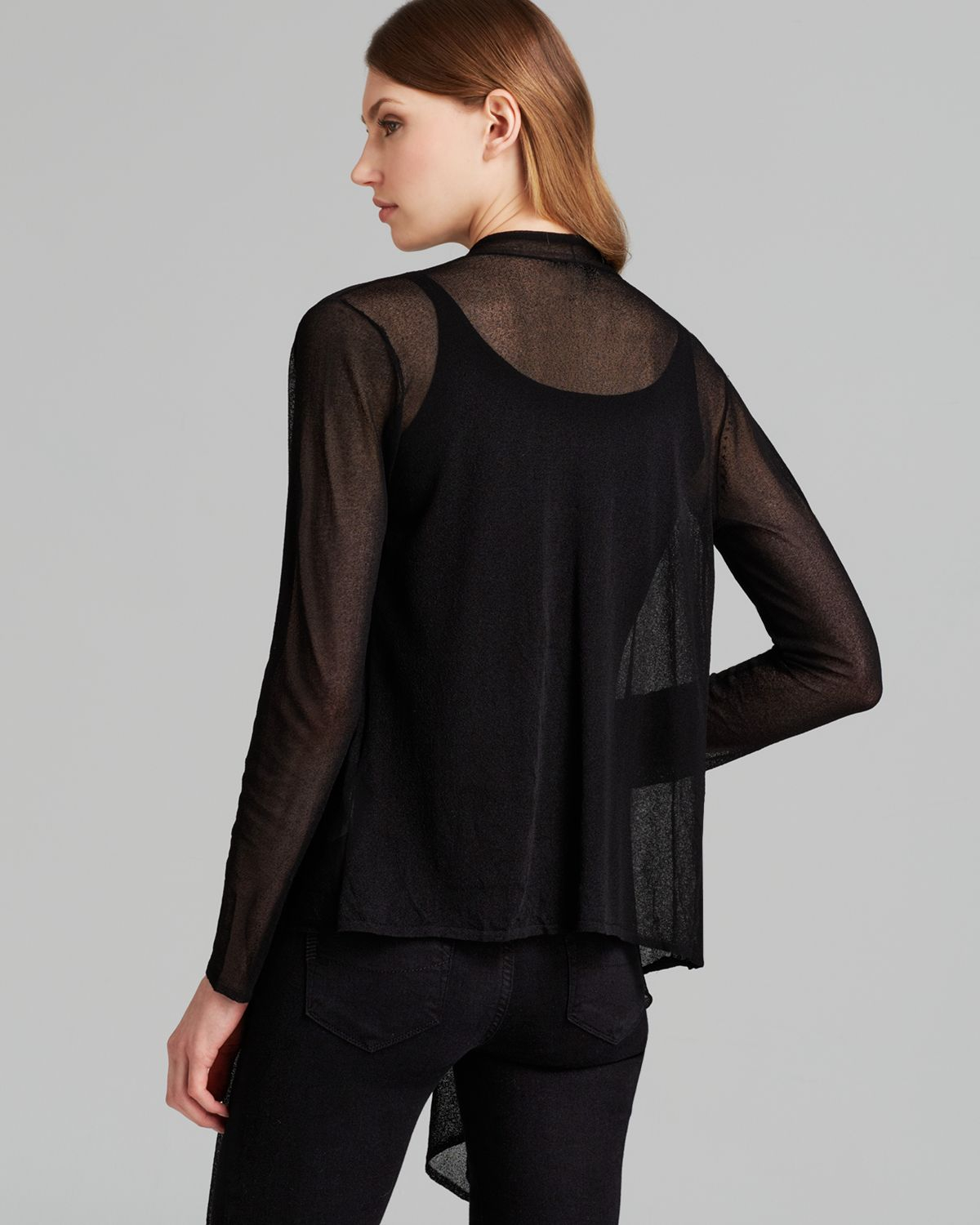 Lyst - Eileen Fisher Wrap Cardigan in Black