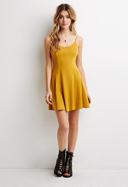 Forever 21 A-Line Cami Dress in Yellow (Mustard)