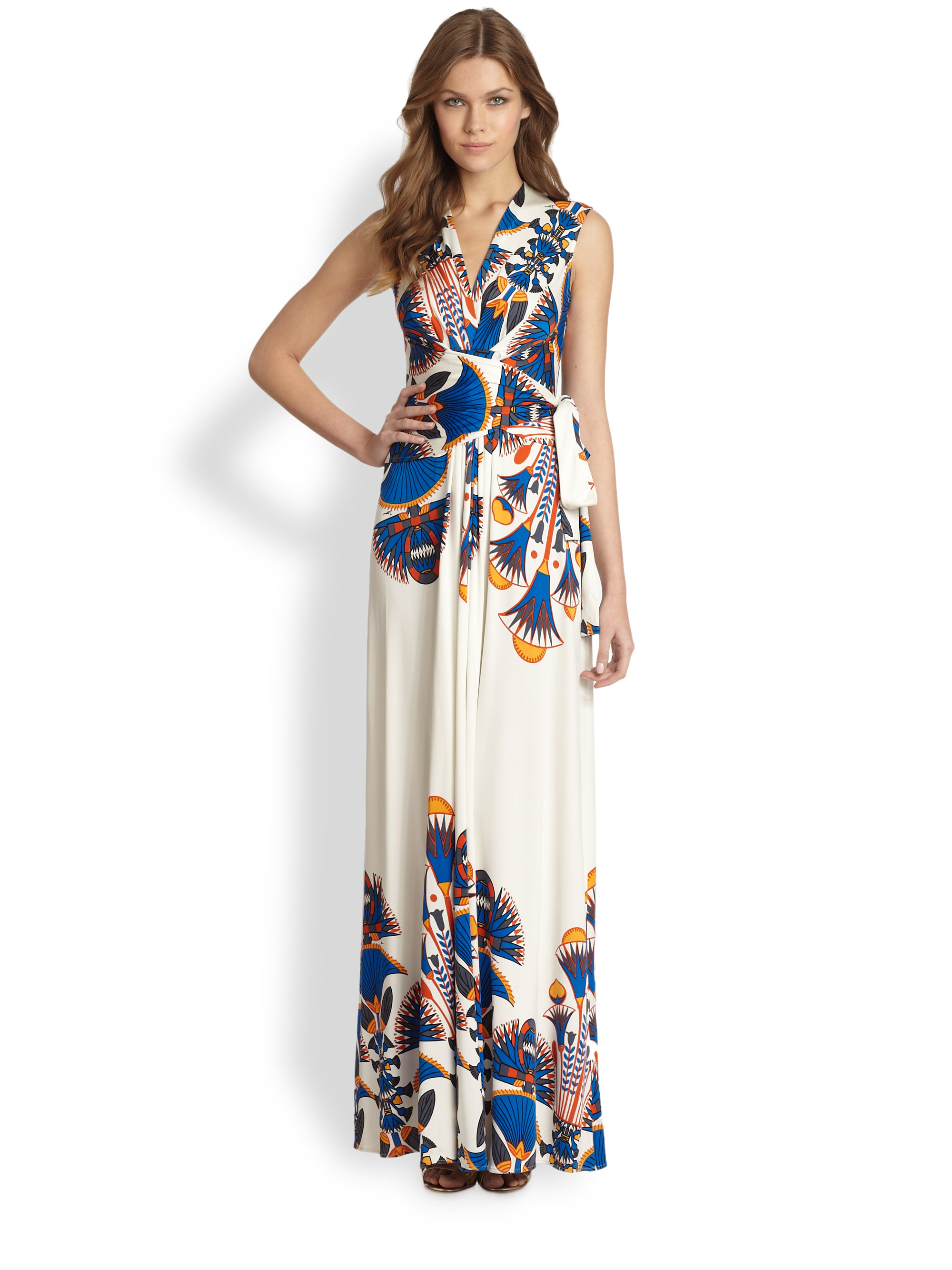 Issa Silk Jersey Printed Gown in Blue (PRINT SAPPHIRE) | Lyst