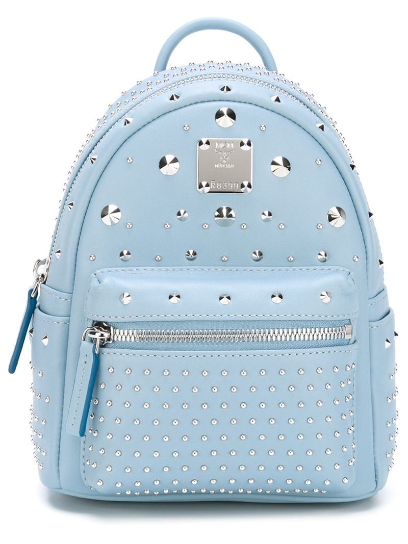 Lyst - Mcm Stud-embellished Backpack in Blue