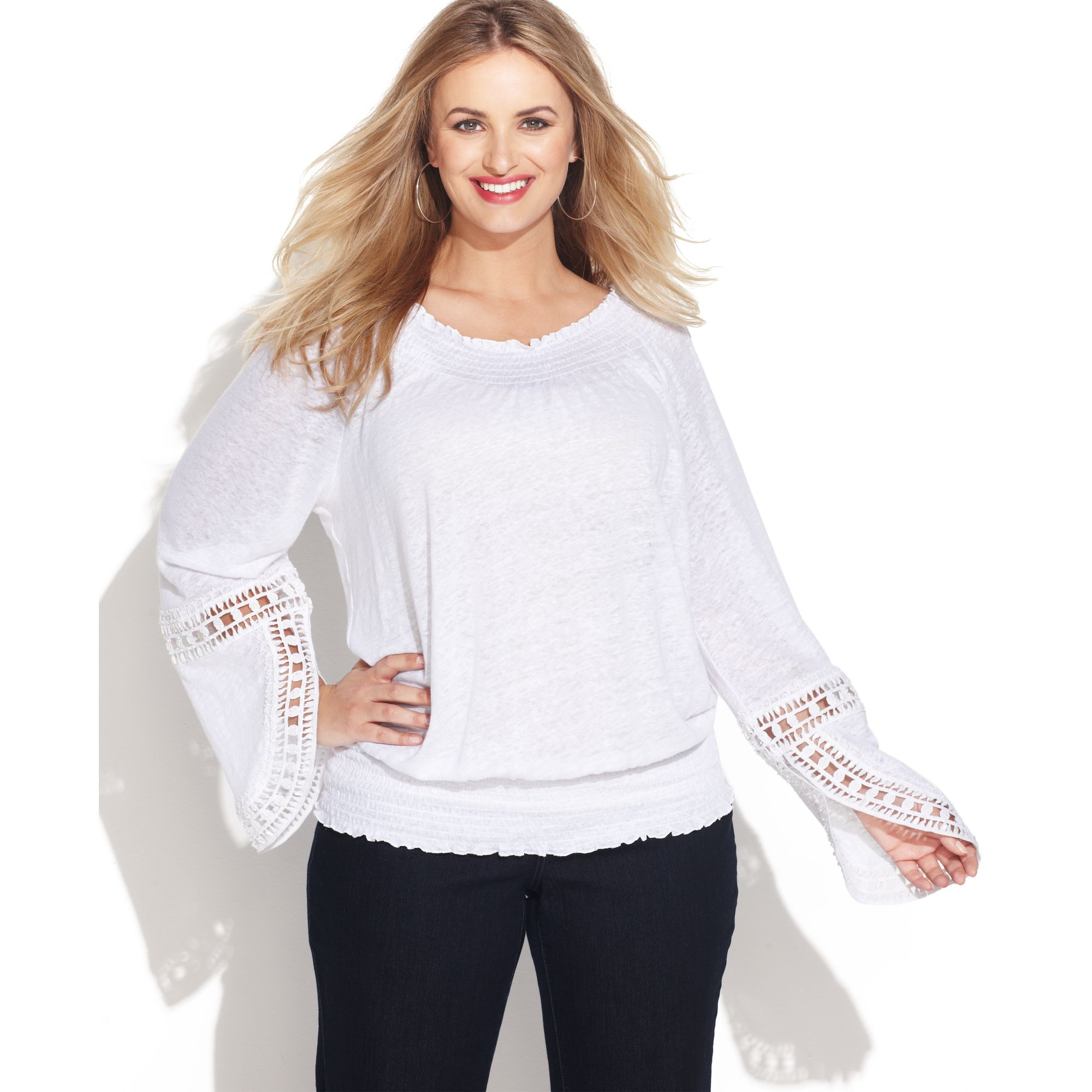 women's plus size white linen shirt