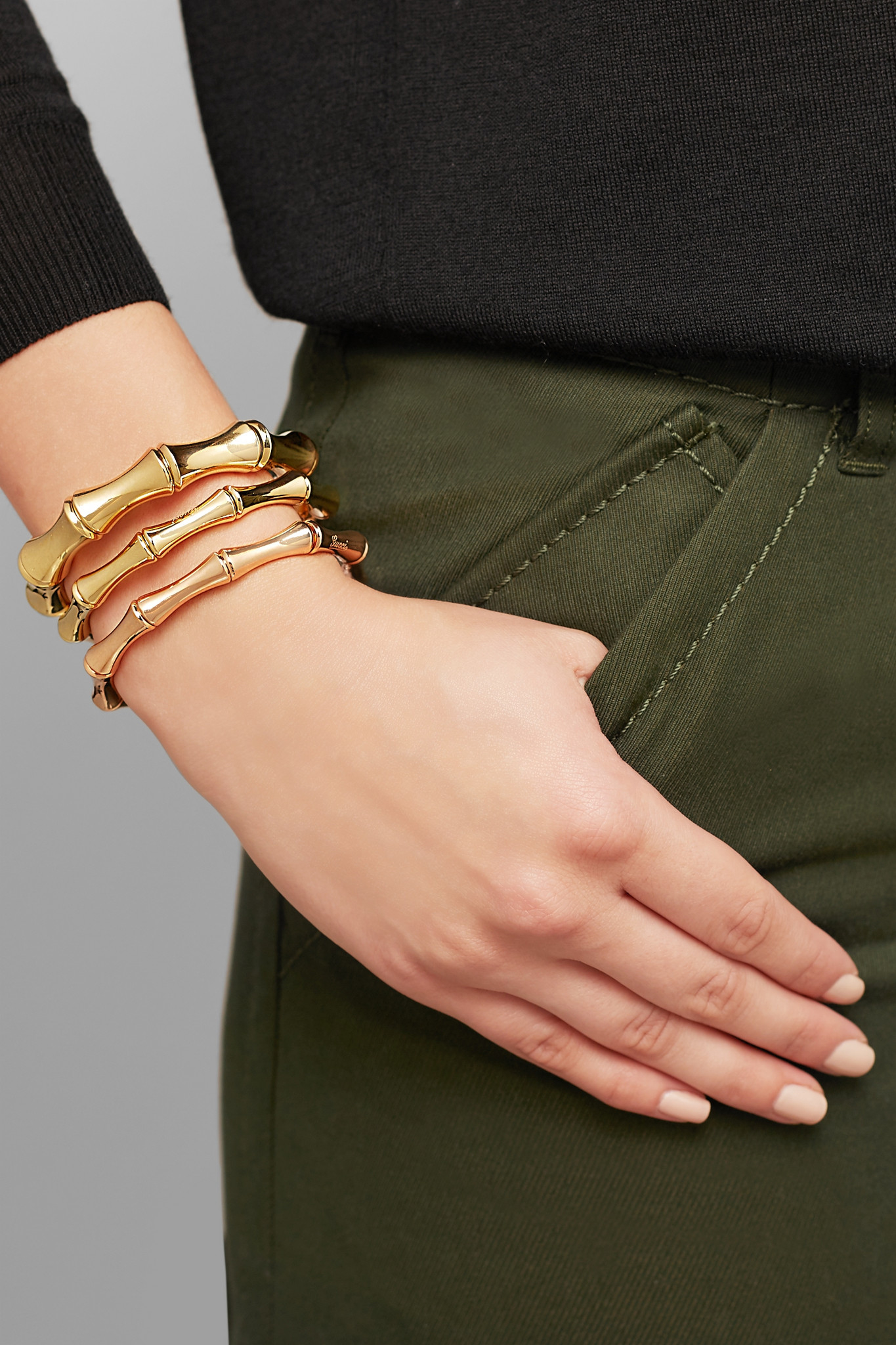 Lyst Gucci 18 Karat Gold Small Bamboo Bracelet In Metallic Gallery