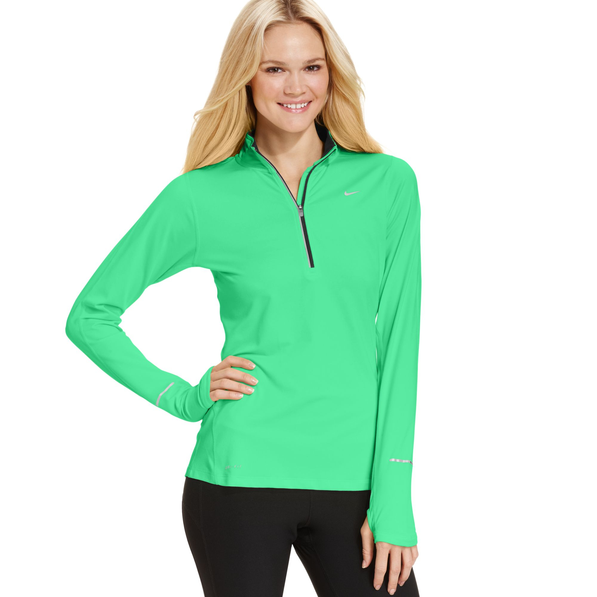 Nike Element Long Sleeve Drifit Half Zip Pullover in Green | Lyst