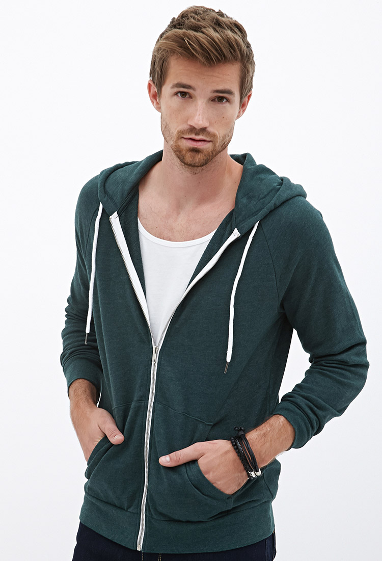 Forever 21 French Terry Hoodie in Green for Men | Lyst