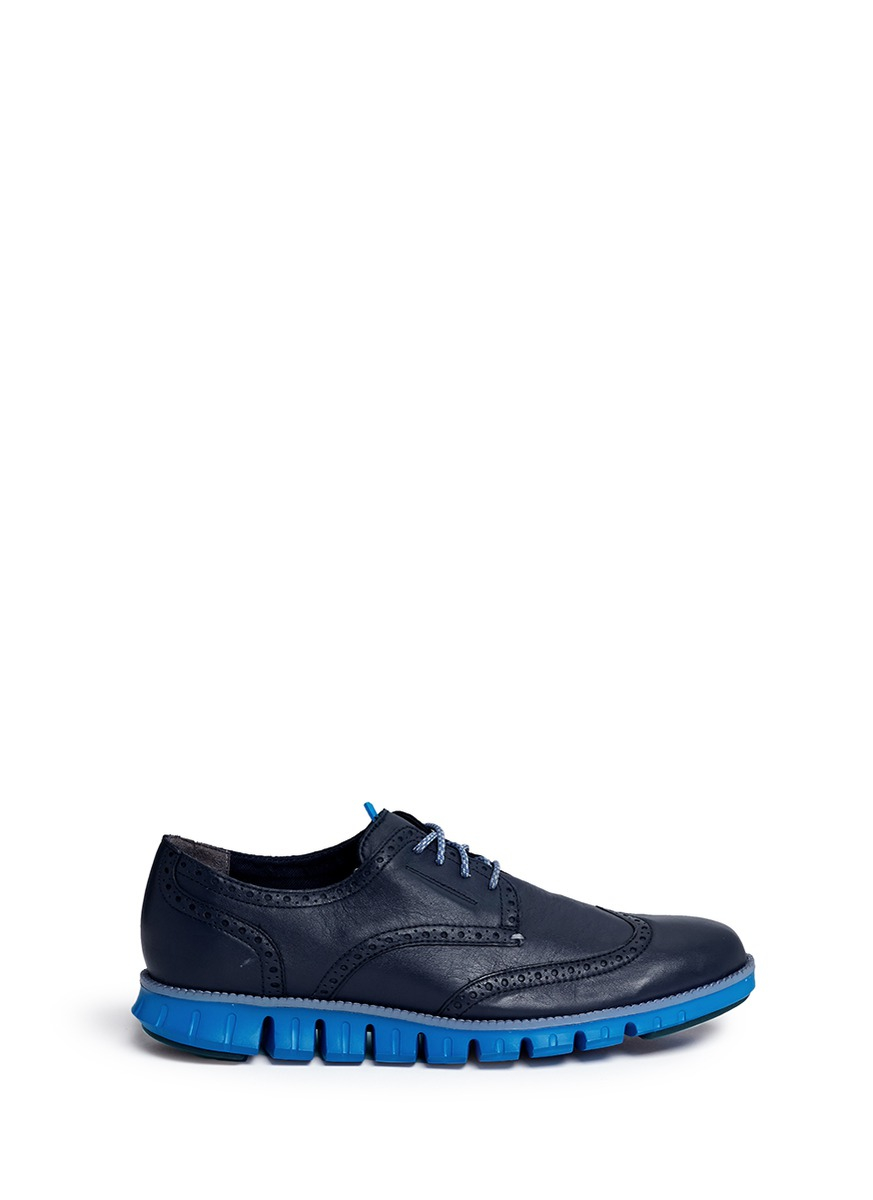 cole haan blue wingtip shoes