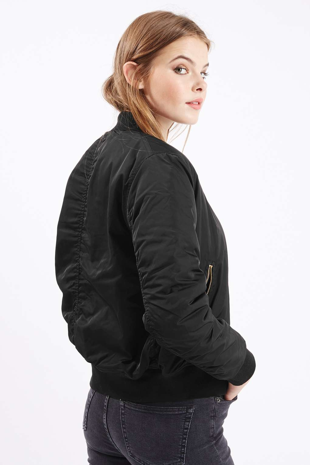 Lyst - Topshop Petite Ma1 Bomber Jacket in Black