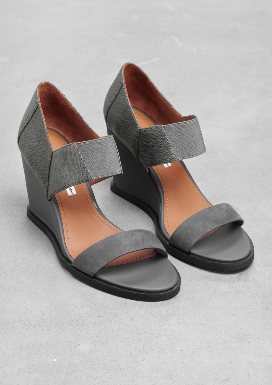 & Other Stories Leather Wedges in Gray (Grey) | Lyst