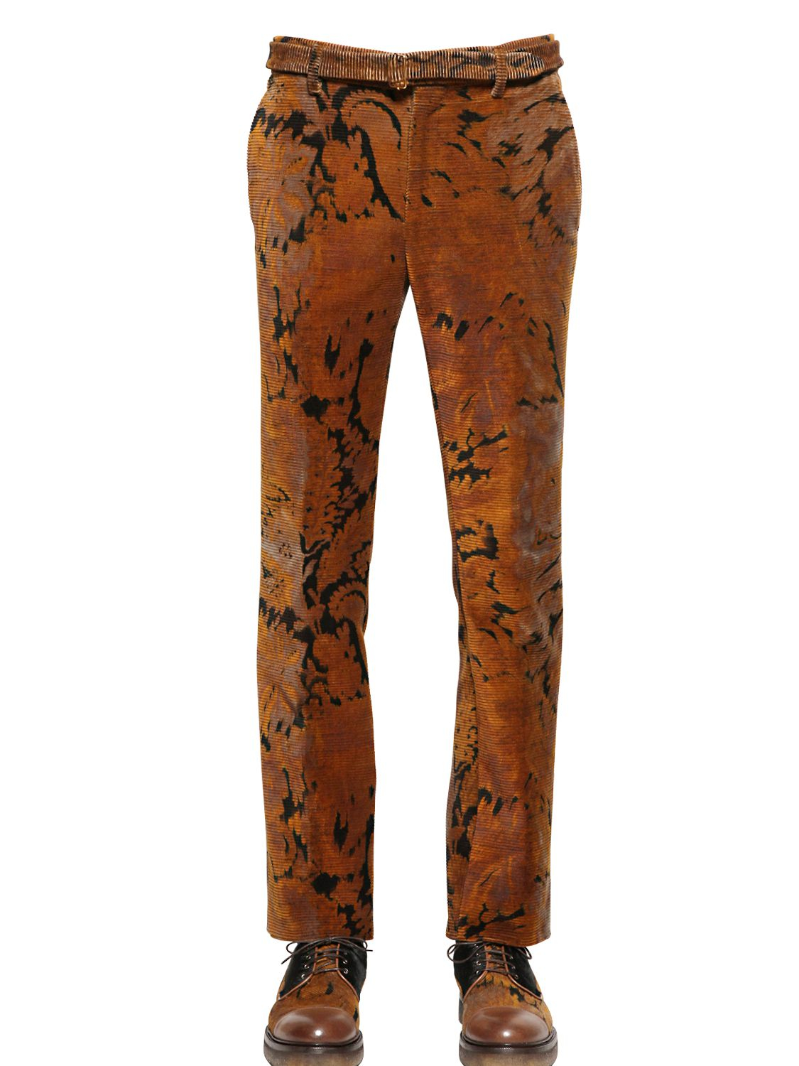 Etro Paisley Printed Cotton Corduroy Pants in Brown for Men | Lyst