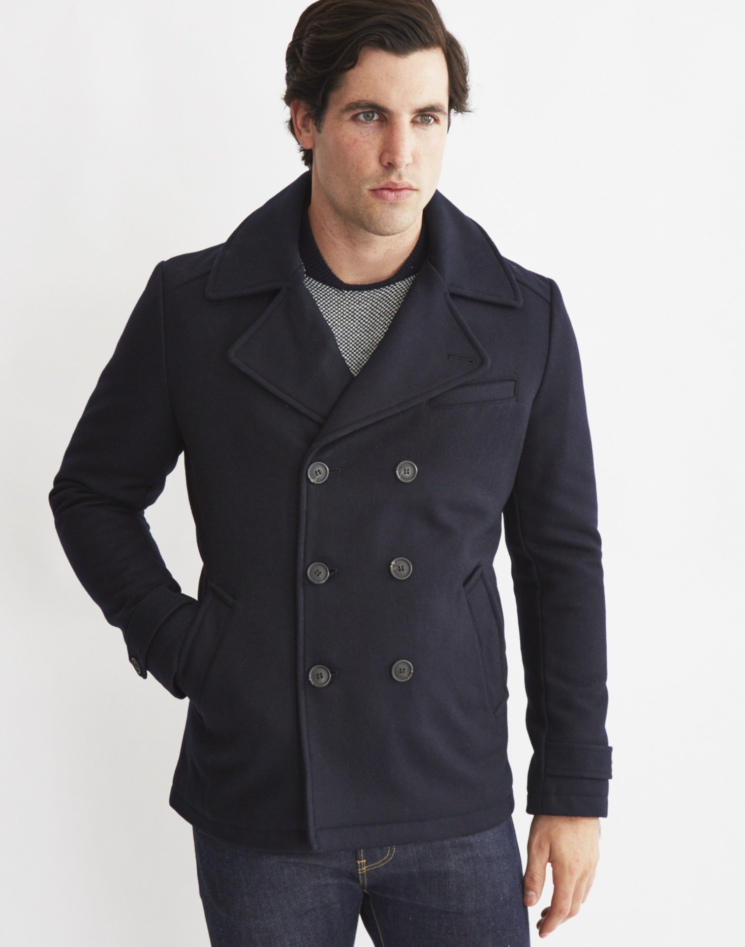 Lyst - Selected Mercer Pea Coat in Blue for Men